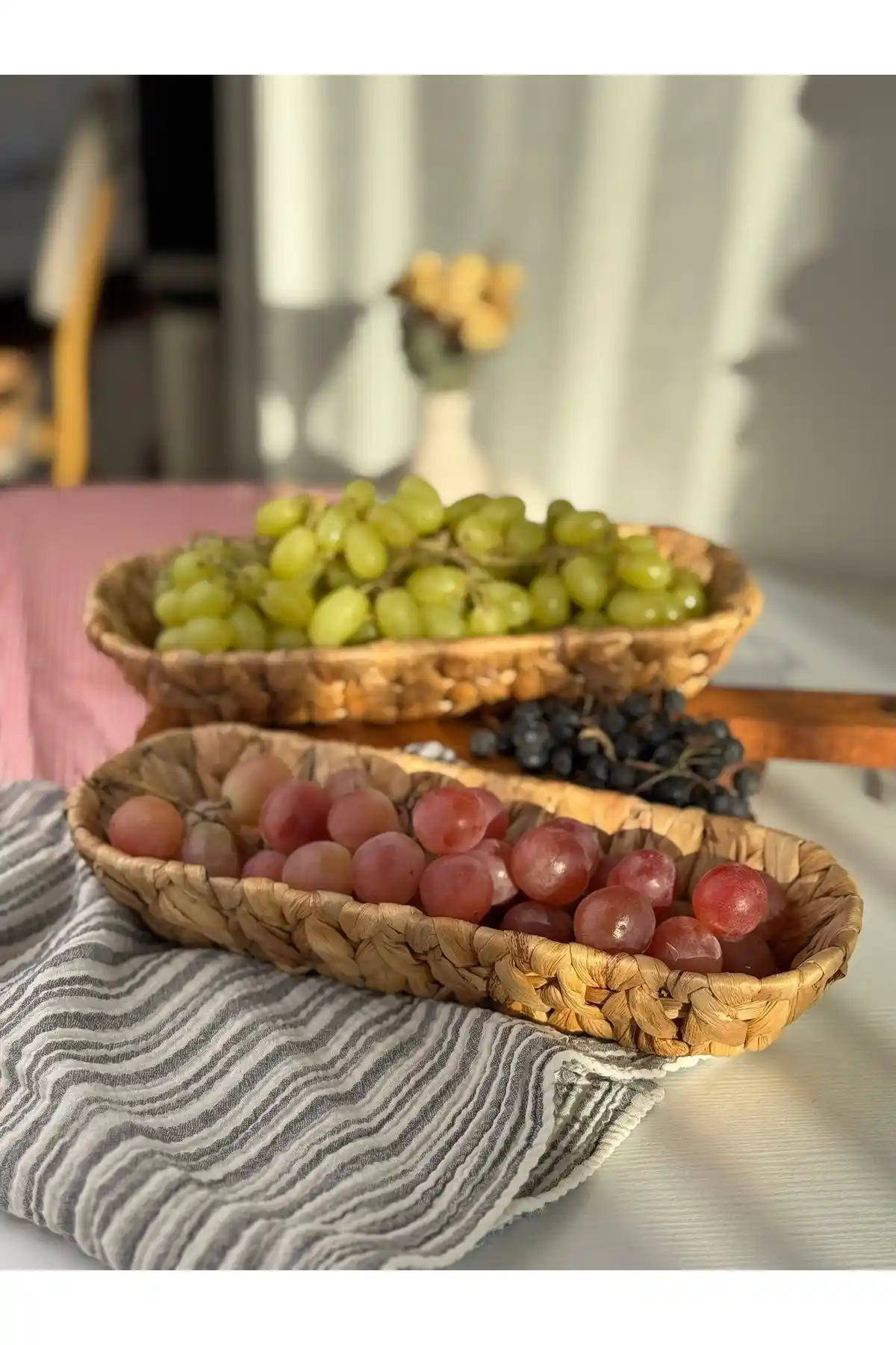 Genel Markalar 2 Adet Hasır Kahvaltılık Ekmek Sepeti Doğal ve Şık Tasarım, Uzun Ömürlü Kullanım