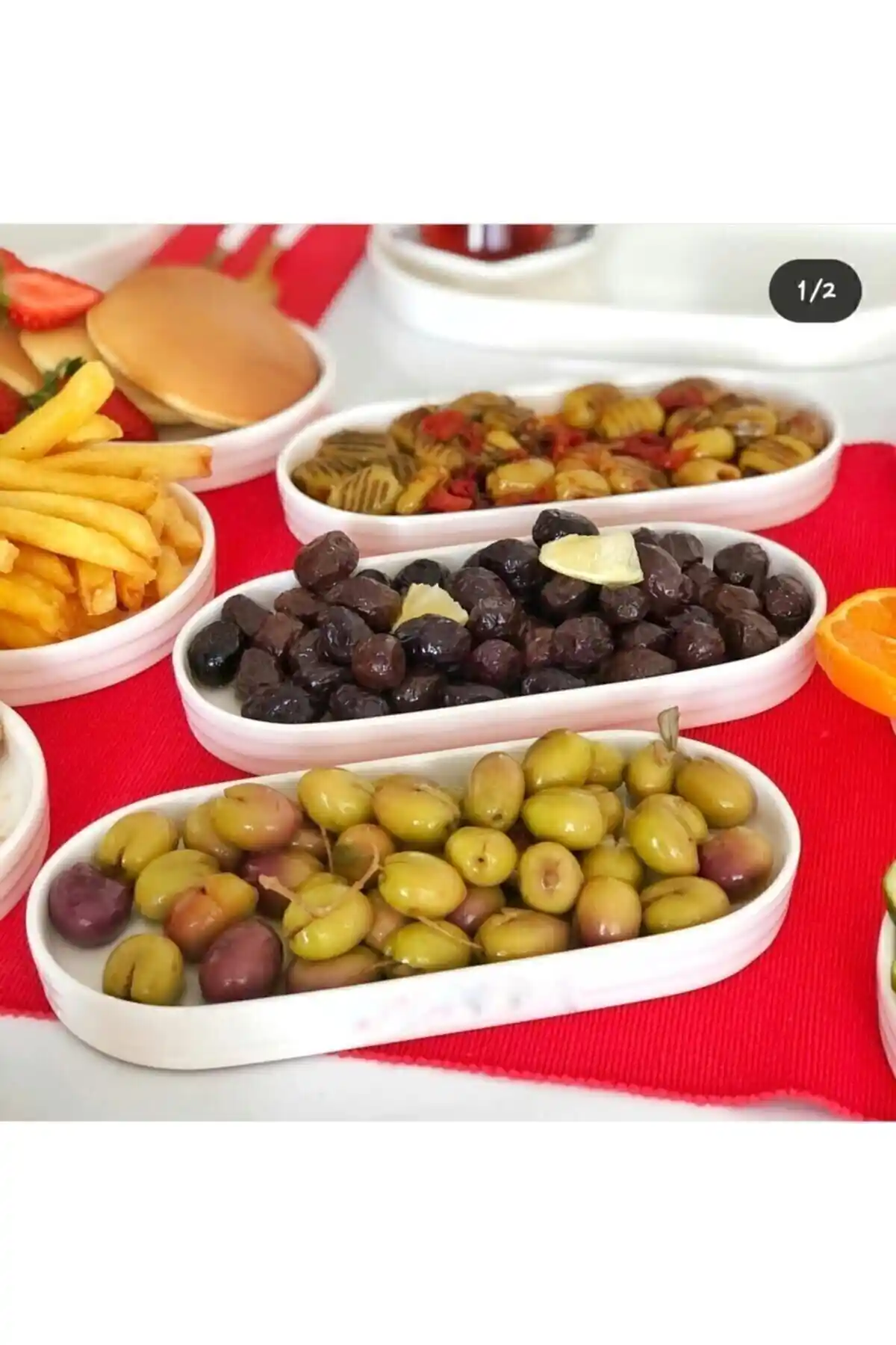 Genel Markalar 3’lü Seramik Oval Kahvaltılık Seti Şık ve Dayanıklı Masa Sunumları İçin