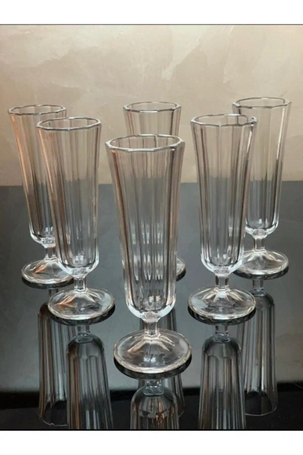 Genel Markalar 6'lı Flüt Kahve Yanı Su Bardağı Estetik ve Dayanıklı Tasarım