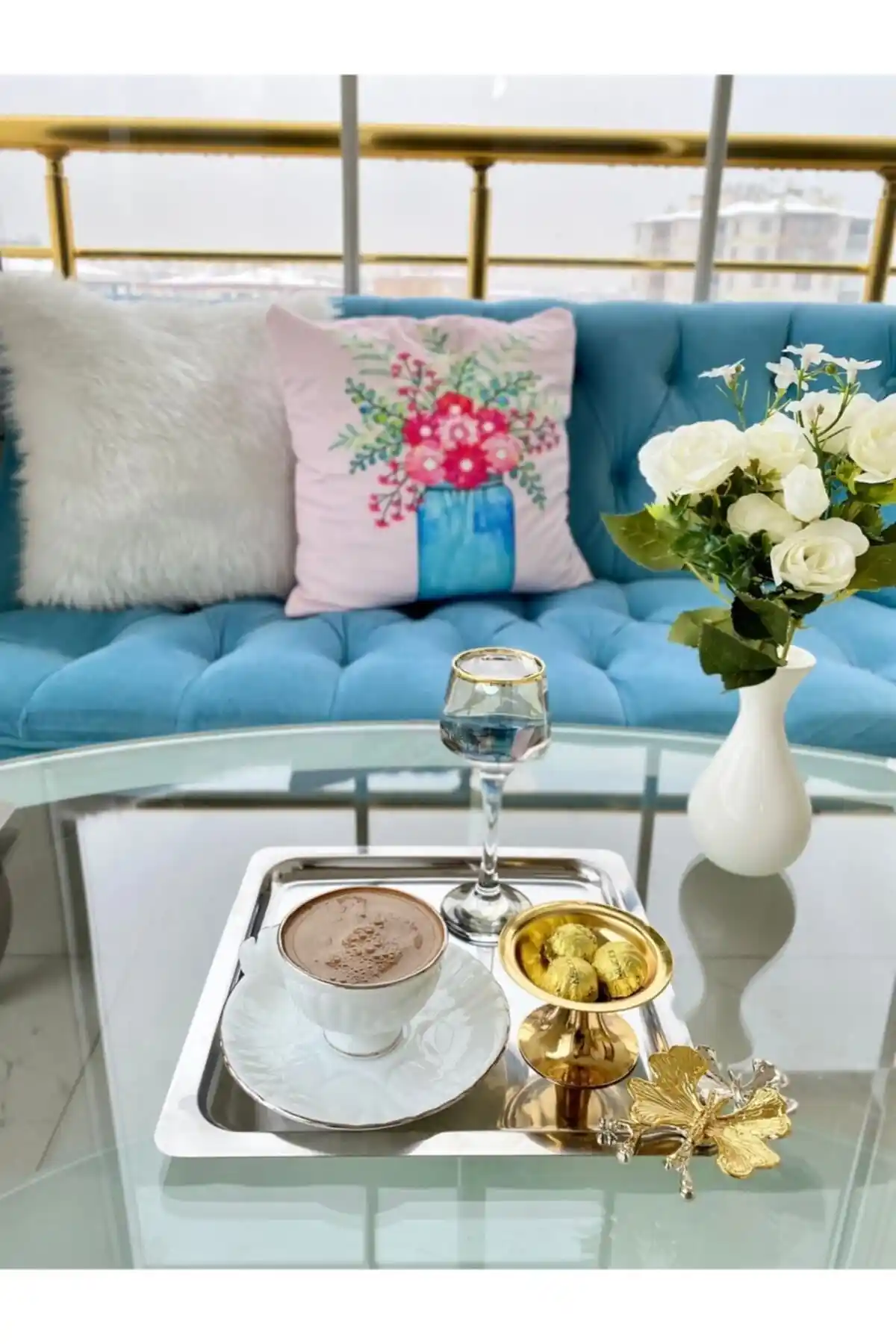 Genel Markalar Lüx Sarı Kelebek Aksesuarı Estetik ve Dayanıklı Sunum Tepsisi