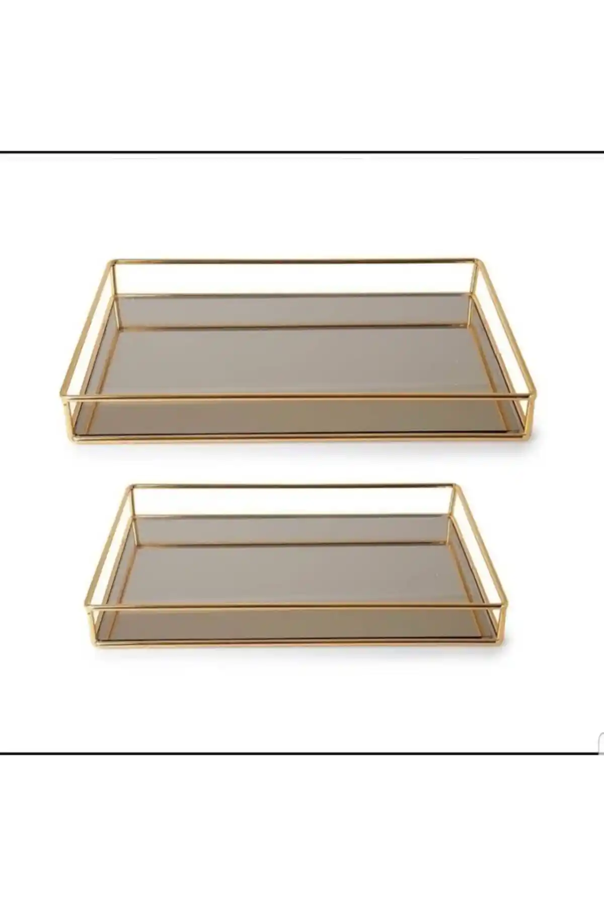 Gold Dikdörtgen Kare Aynalı Söz Nişan ve Sunum Tepsisi Modern Dekorasyon ve Servis Ürünü