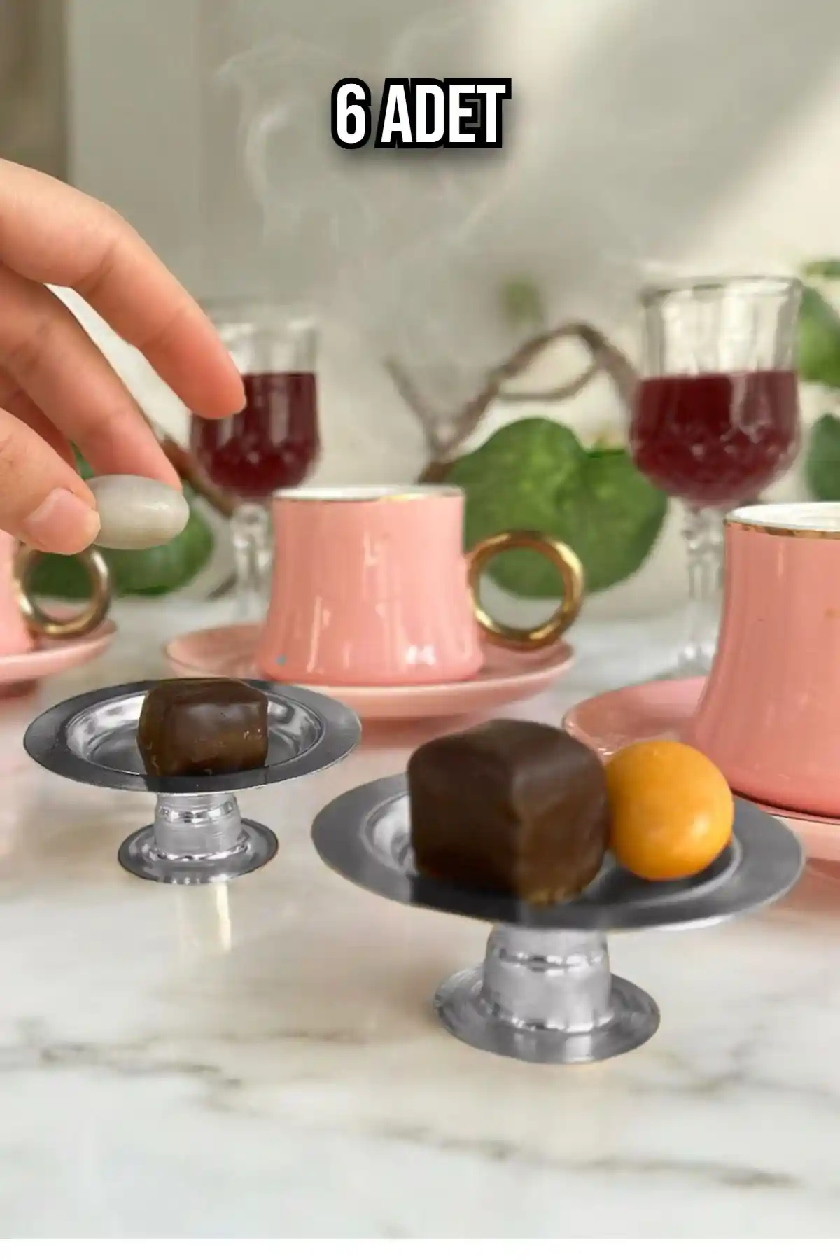 Gümüş Renk Dekoratif Makaronluk 6'lı Sunum Seti Elegant ve Dayanıklı Tasarım