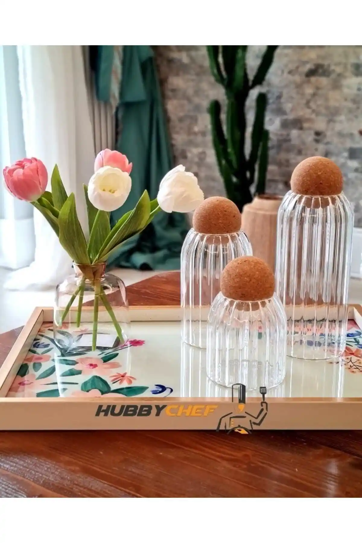 HUBBYCHEF Cam Kavanoz Mantar Top Kapaklı Set ile Mutfak Düzeninizi Geliştirin