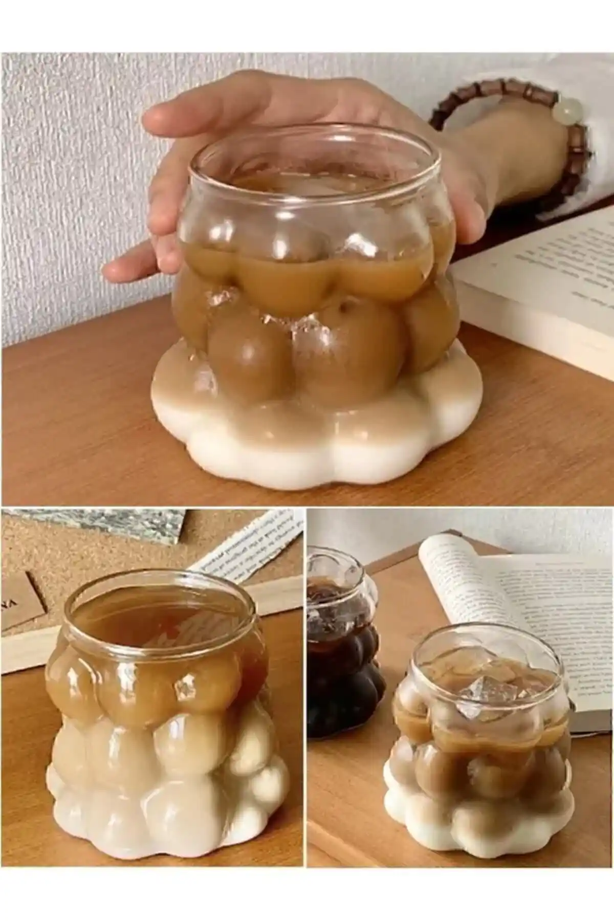 Isıya Dayanıklı Borosilikat Boncuk Şekilli Bardak Modern ve Şık Tasarımıyla