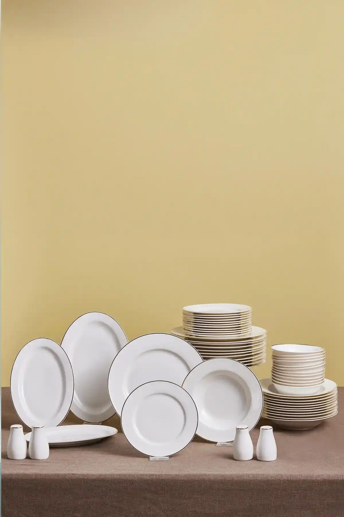 Karaca Elegance Bone Lexi 12 Kişilik Gold Detaylı Modern Yemek Takımı