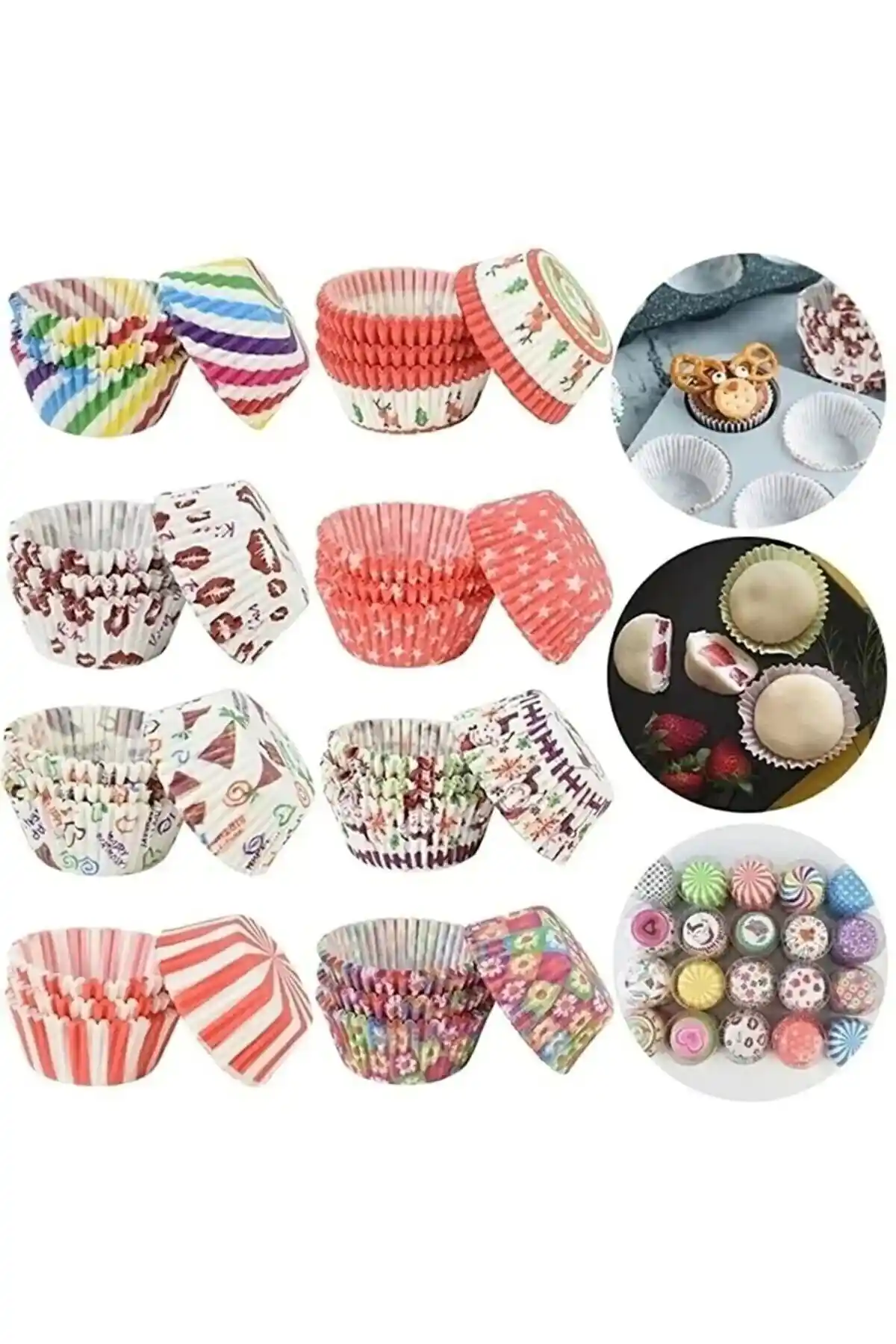 Keyfi Sepet 200 Adet Renkli Muffin ve Cupcake Kalıpları Pratik ve Çok Yönlü Mutfak Gereci