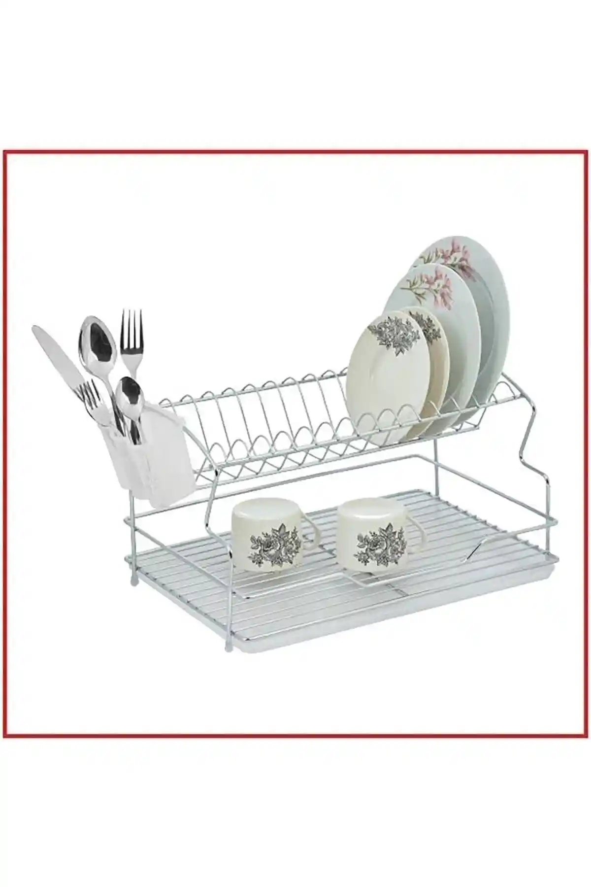 Kiwa Metal Metal Tabaklık Çift Katlı Paslanmaz Çelik Mutfak Aksesuarı 25x30 cm