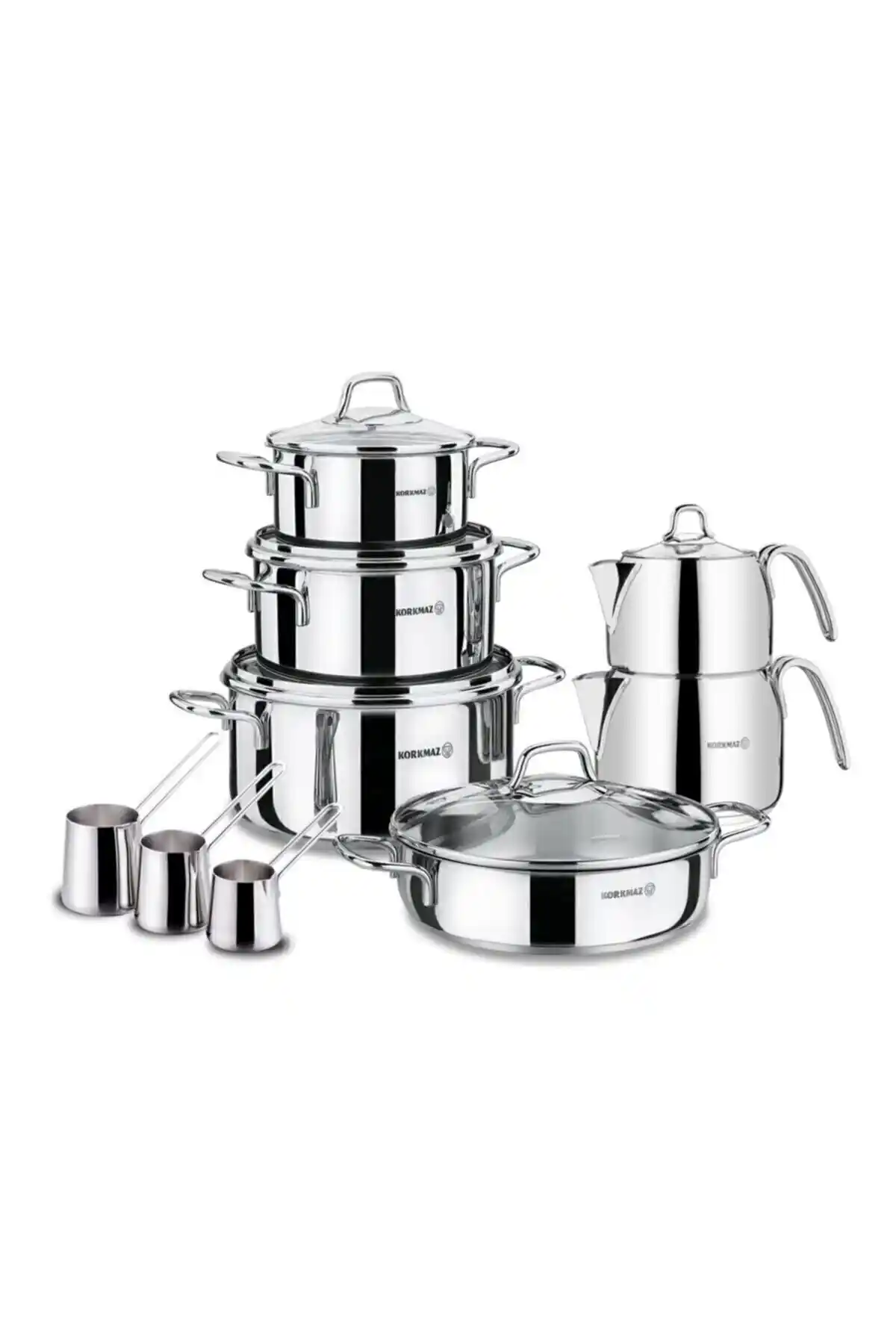 KORKMAZ Perla 14 Parça Hiper Set: Dayanıklı ve Şık Mutfak Gereçleri