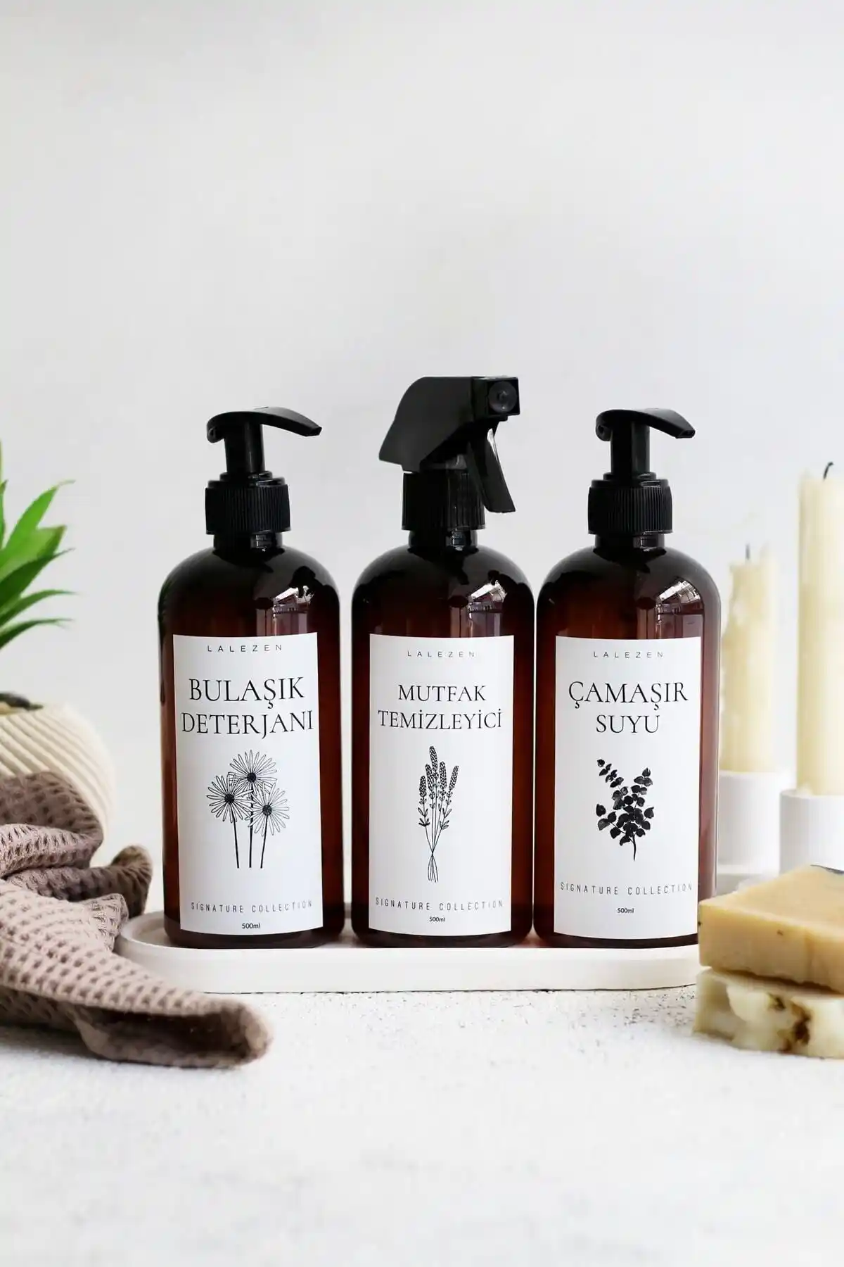 LALEZEN HOME Uzun Beyaz Stand Mutfak Temizlik Seti: Estetik ve Fonksiyonellik Bir Arada