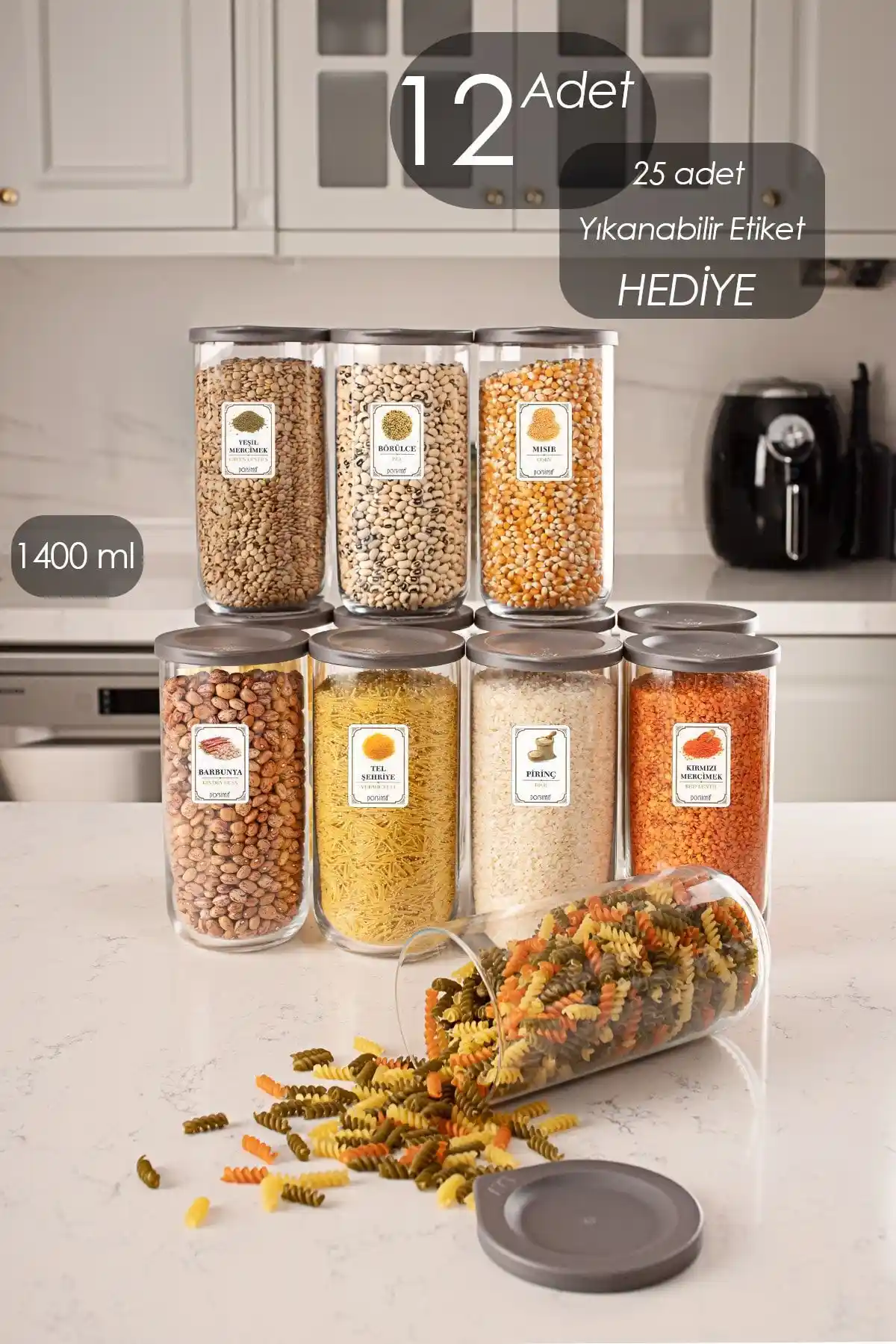 LAV Duo Sızdırmaz Kapaklı Cam Saklama Kabı Seti 1400 cc ile Mutfakta Pratik ve Şık Çözüm