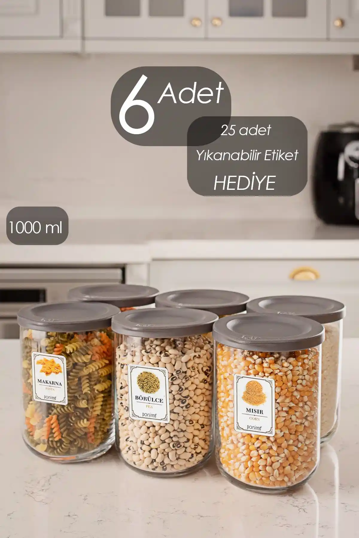 LAV Duo Sızdırmaz Kapaklı Cam Saklama Kabı Seti 6'lı Geniş Hacimli ve Şık Tasarım