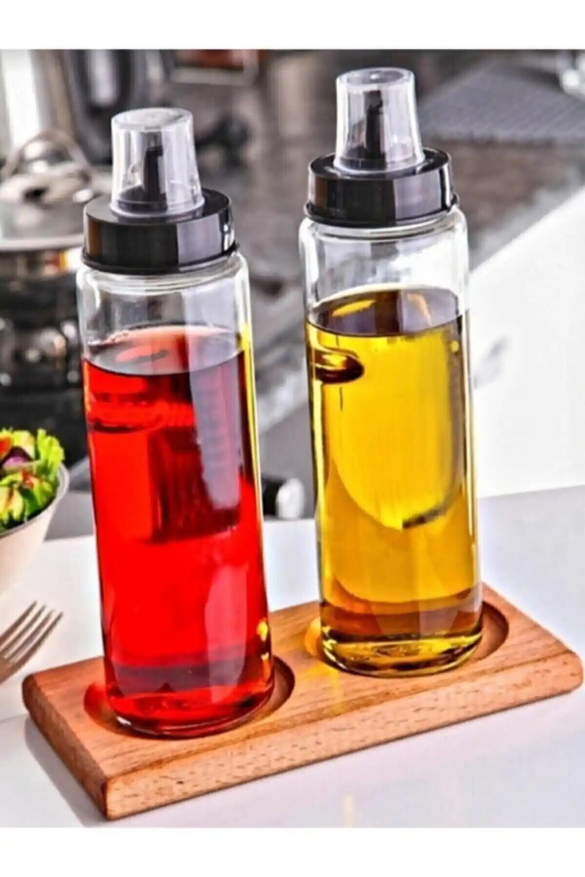 LİONSE 2 Bölmeli Yağdanlık ve Yağlık Standı Modern ve Kullanışlı Mutfak Aksesuarı