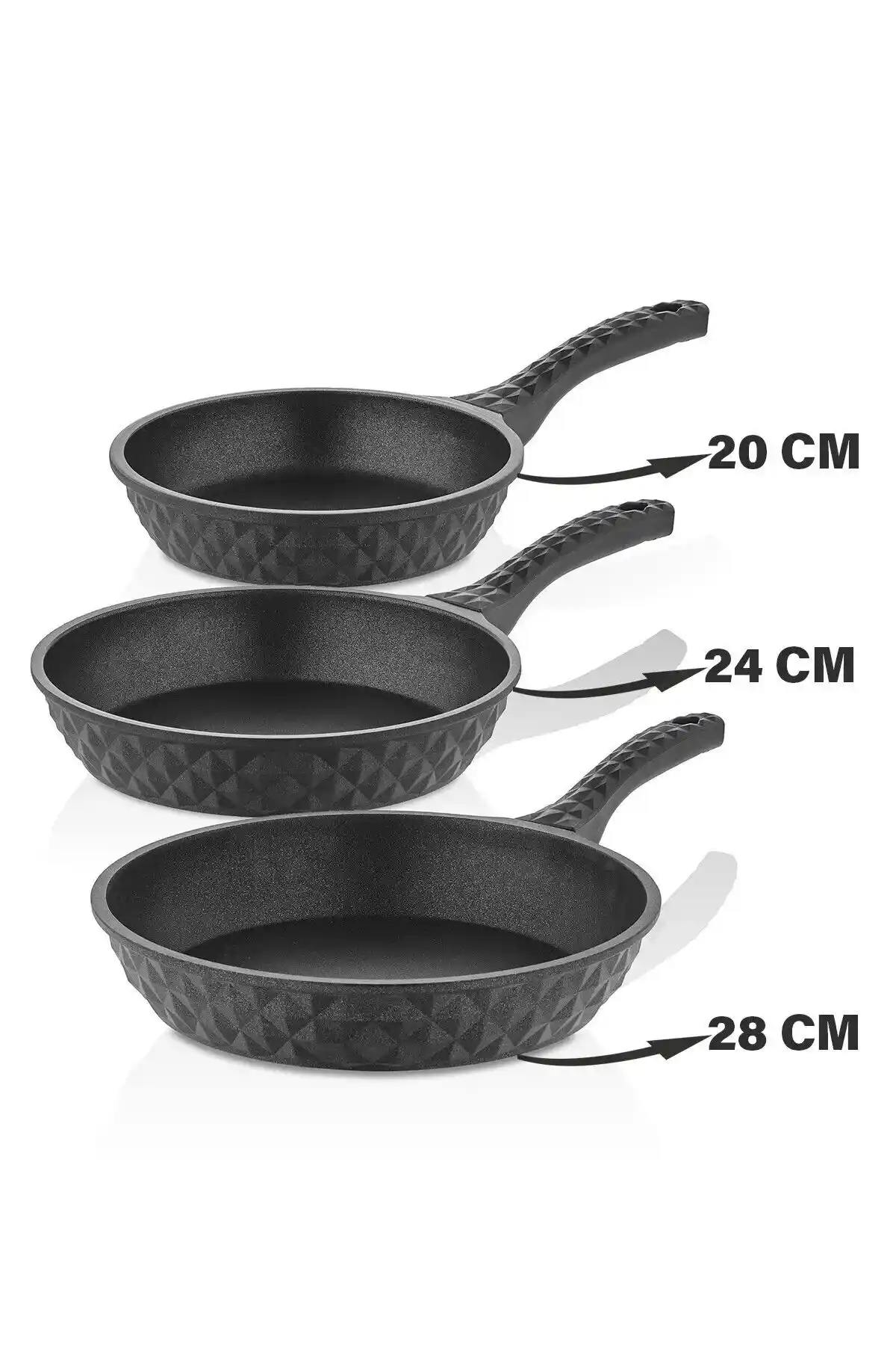 MAAS Taç Bella 3'lü Döküm Granit Tava Seti Modern ve Dayanıklı Mutfak Çözümü