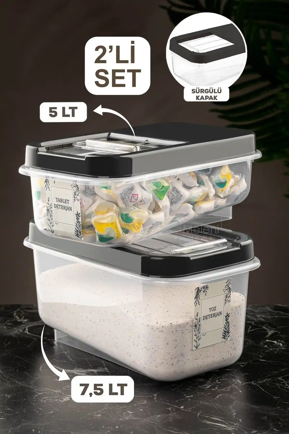 Meleni Home 2'li Kayar Kapaklı Saklama Kutuları ile Mutfak ve Banyo Düzeninizi Sağlayın