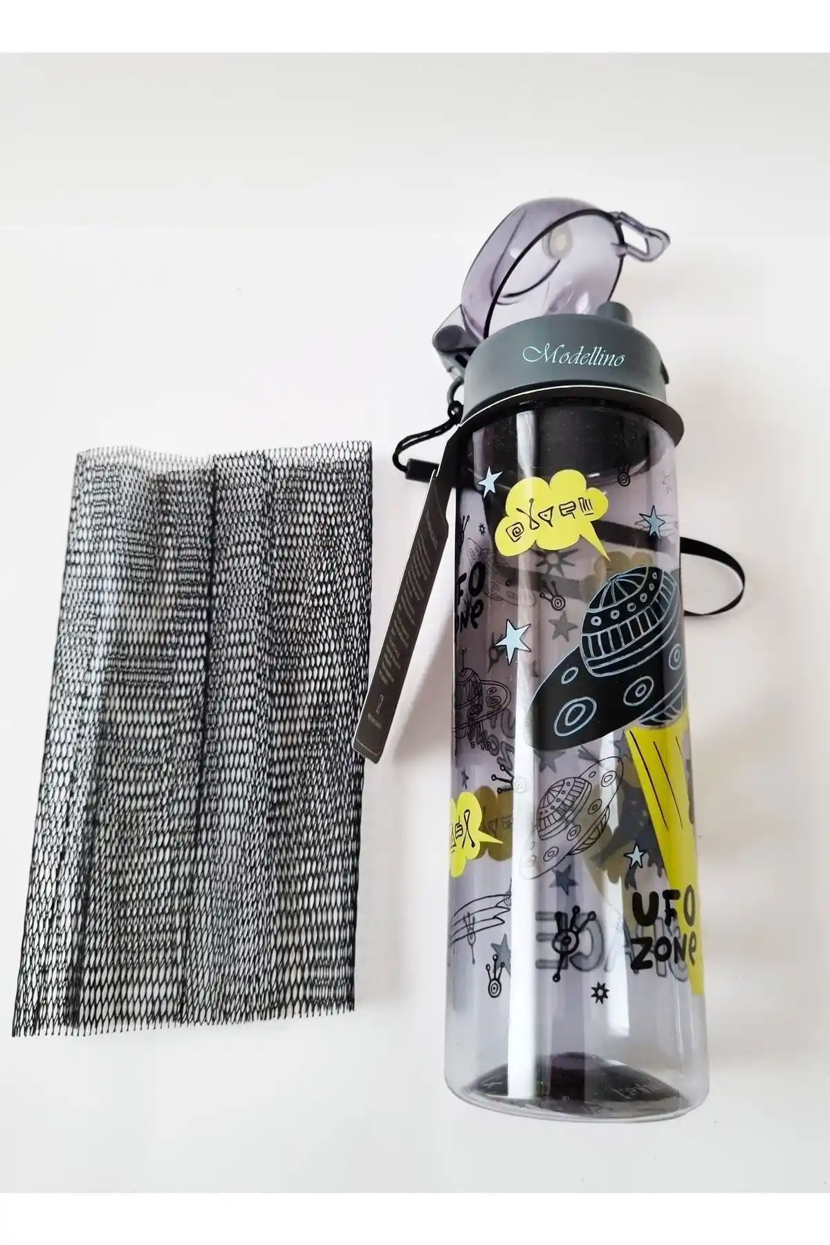 Modellino Lisanslı Ufo Zone 500ml Şeffaf Cam Matara Taşınabilir Spor Suluk