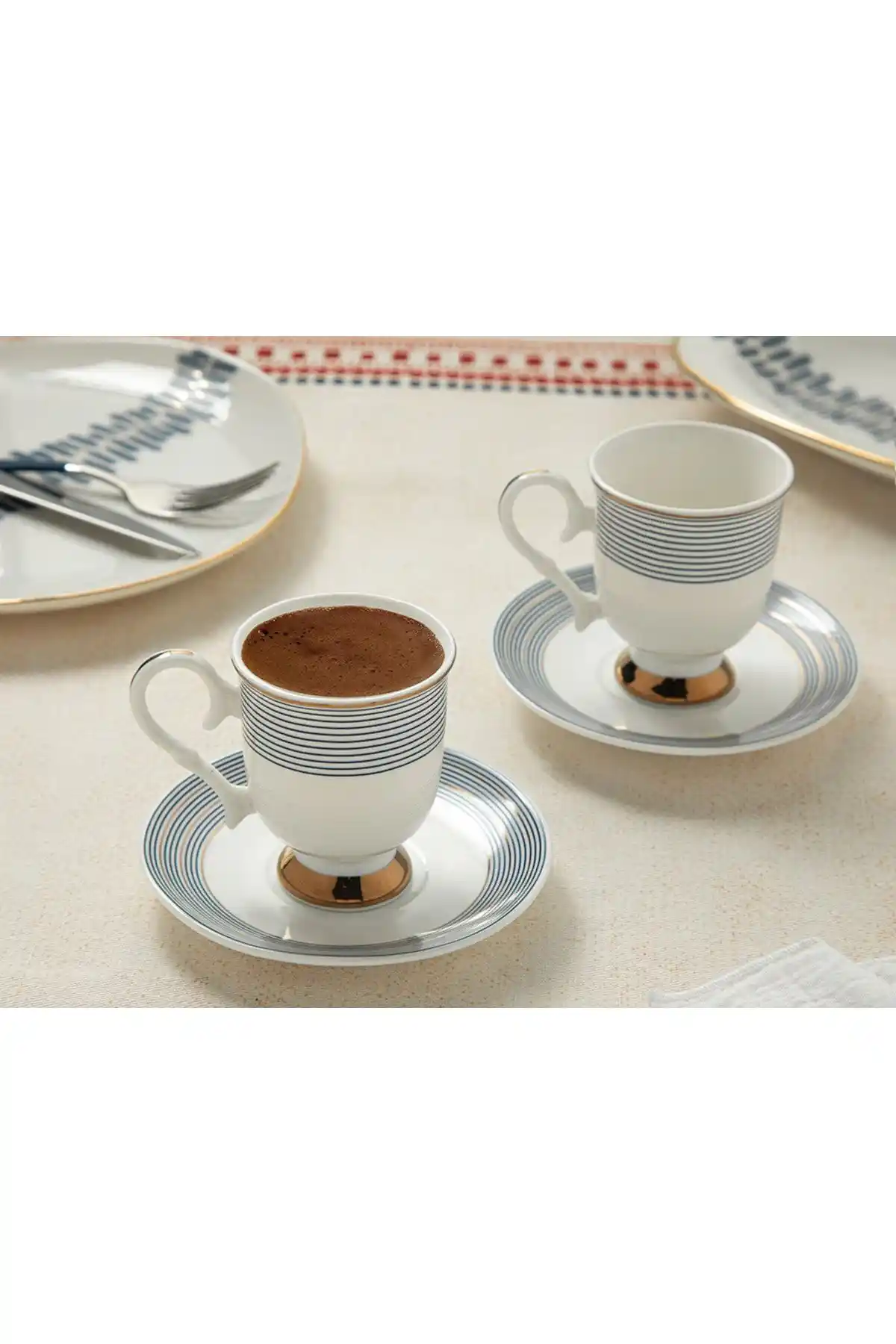Modern Lacivert Bone China Kahve Fincan Takımı 4 Parça Elegance Collection