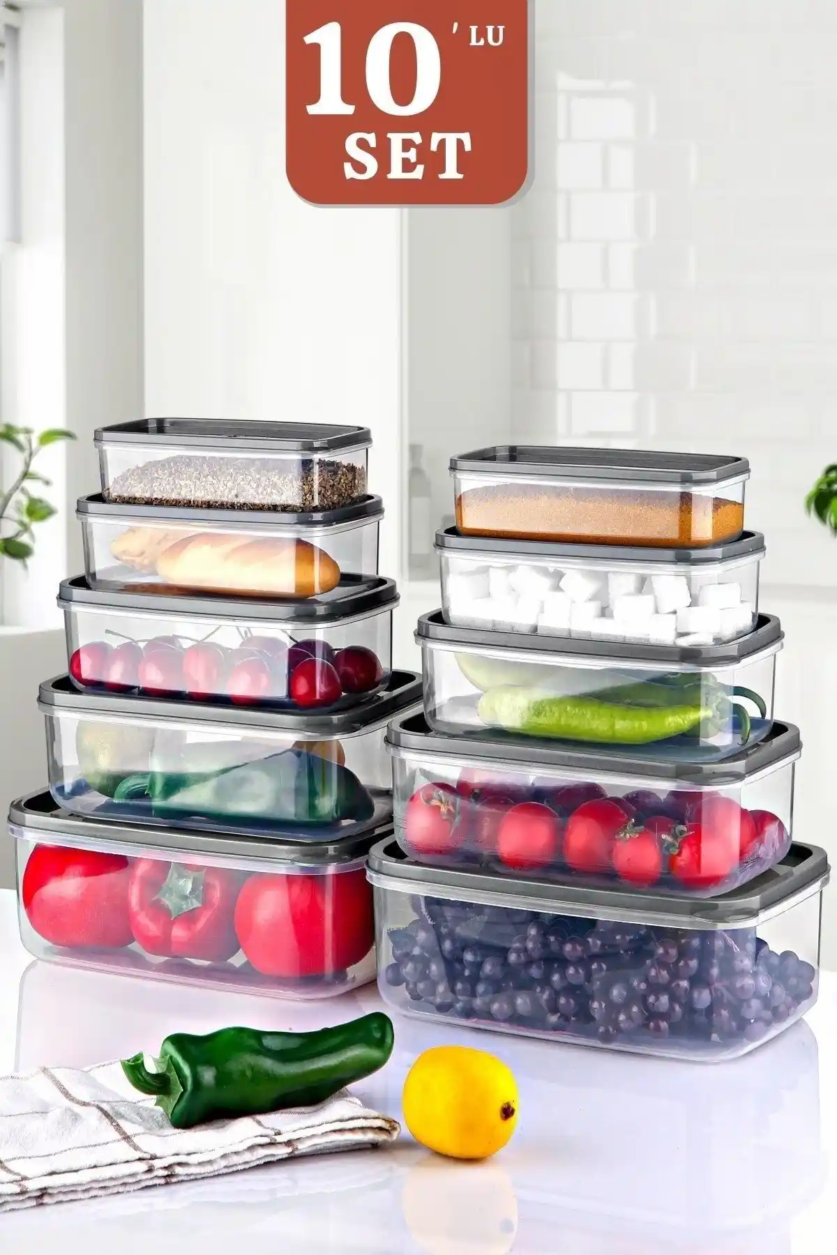 Nandy Home 10'lu Gıda Saklama Seti: Dayanıklı ve Şık Mutfak Çözümü