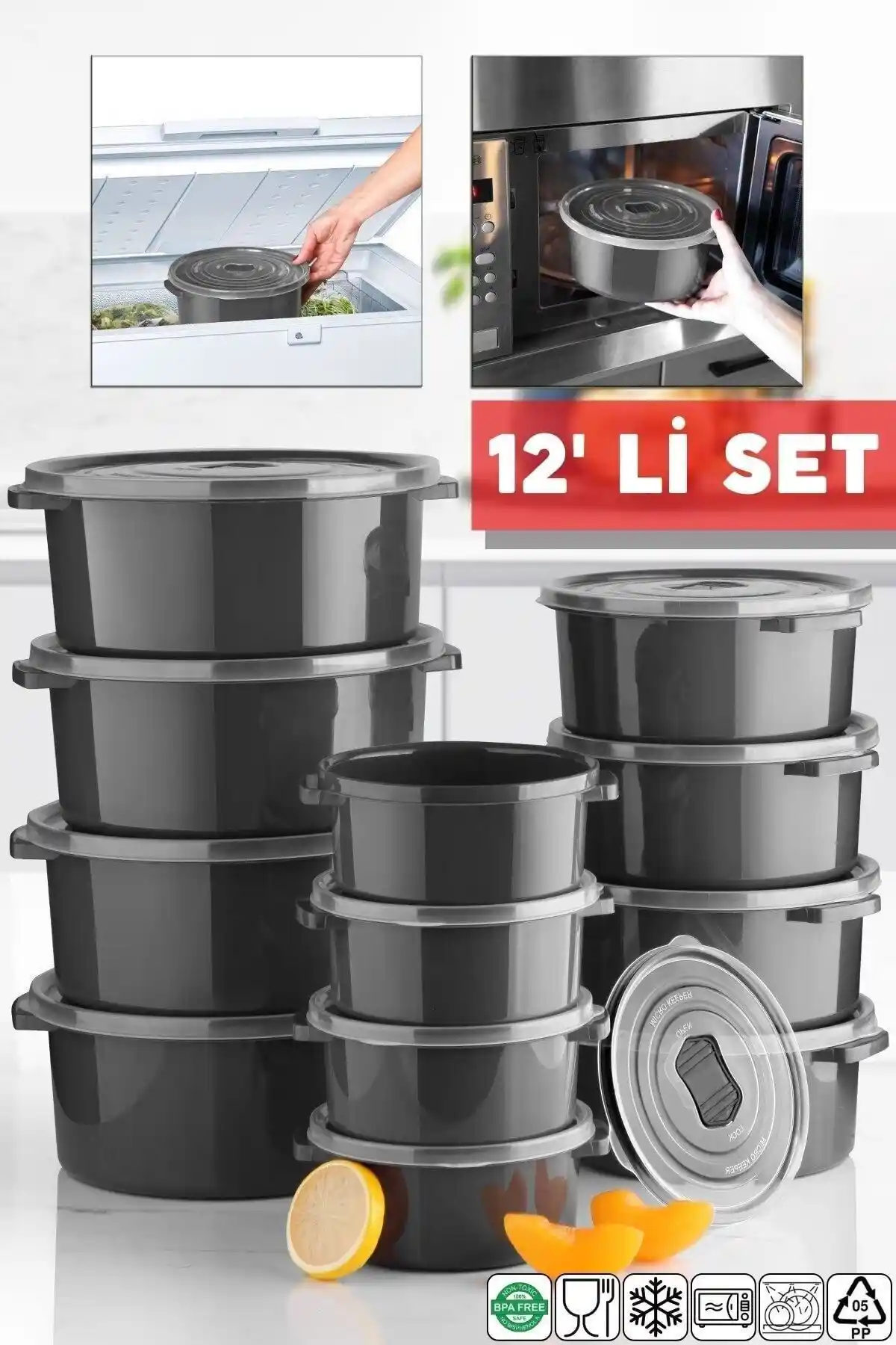 Nandy Home Mikrodalga ve Derin Dondurucu Uyumlu Saklama Kabı Seti 12 Parça