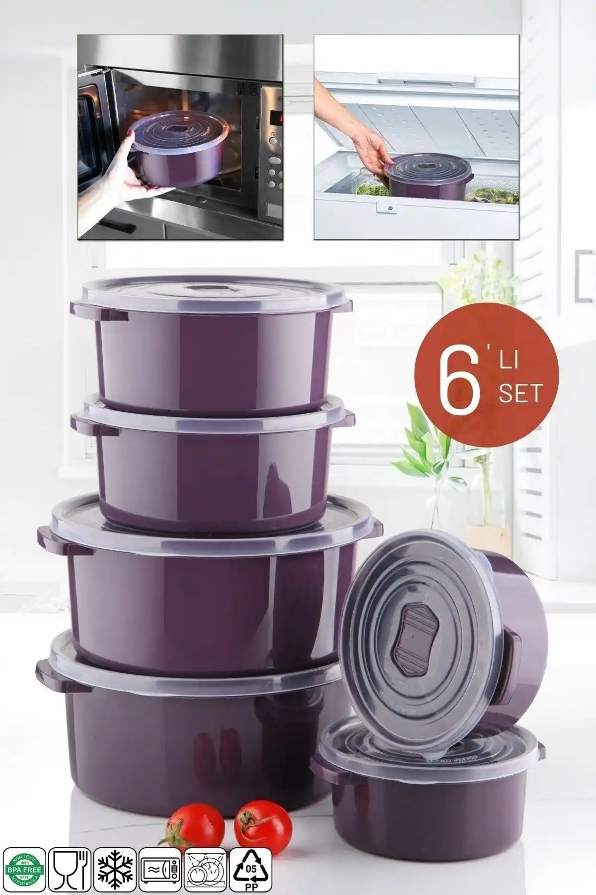 Nandy Home Mikrodalga ve Dondurucu Uyumlu Saklama Kabı Seti 6'lı estetik ve fonksiyonel ürün