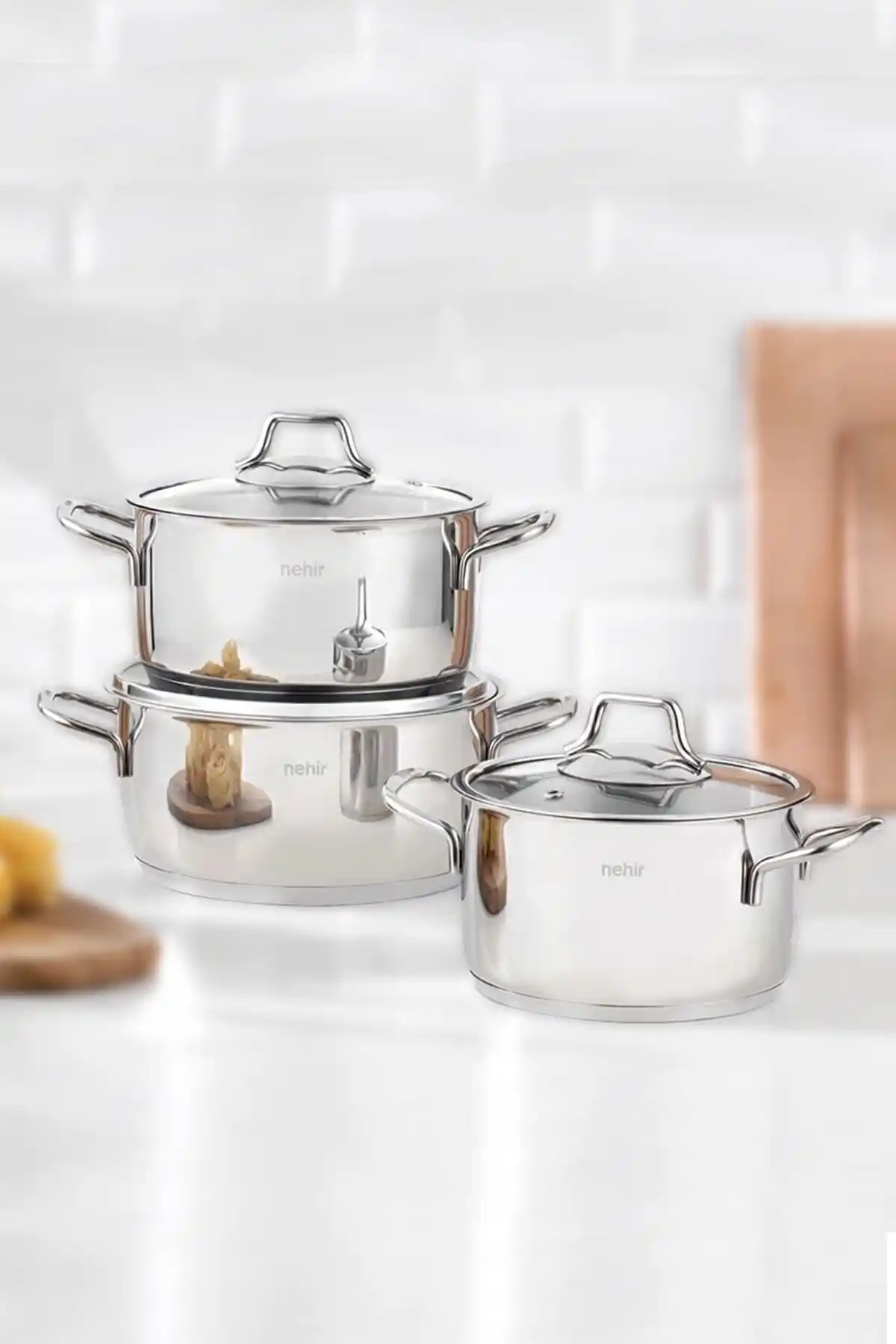 Nehir Silver Klasik 6 Parça Çelik Derin Tencere Seti: Dayanıklı ve Şık Mutfak Gereçleri