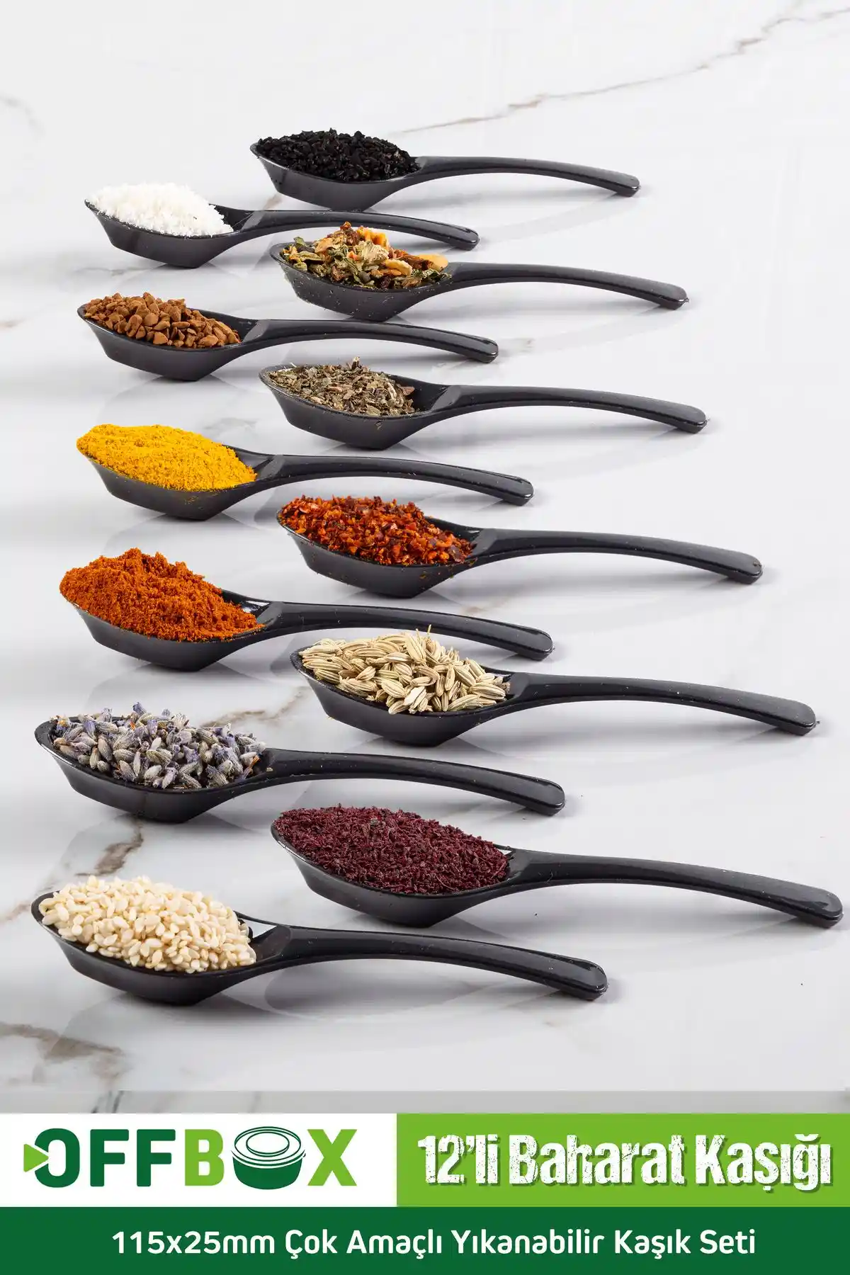 Offbox 12 Parçalık Baharat Kaşığı Seti Günlük Mutfak Kullanımı İçin Pratik ve Dayanıklı