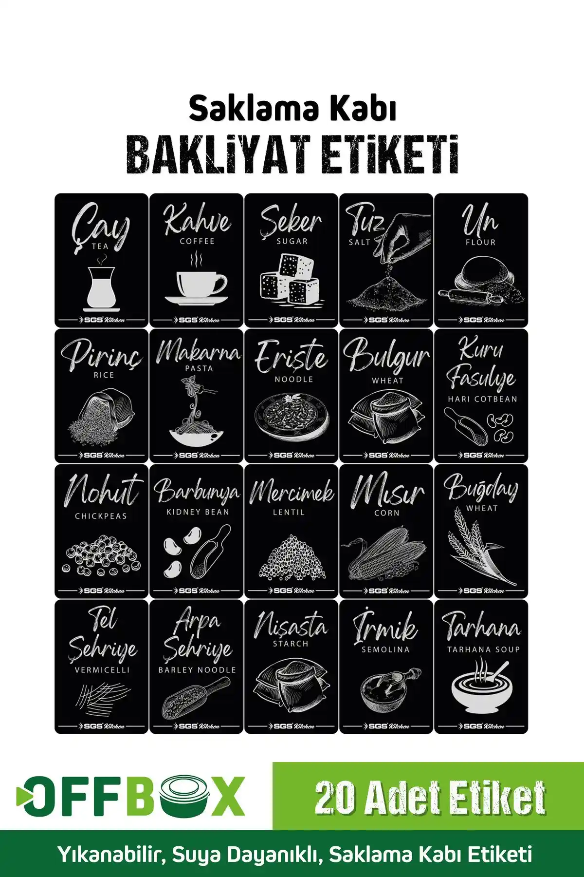 OFFBOX 20 Li Bakliyat Etiketi Seti: Pratik ve Dayanıklı Saklama Çözümleri