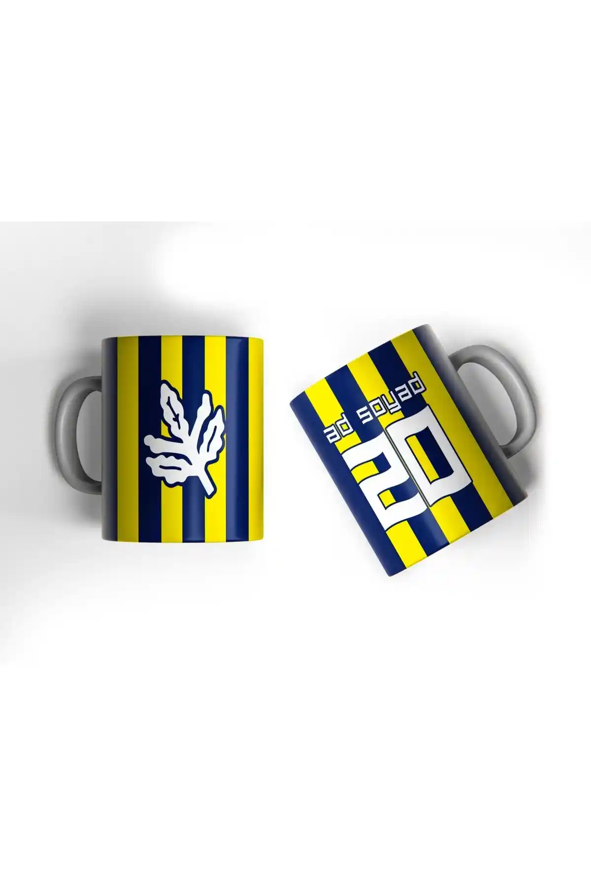 Offside Sarı Lacivert Çubuklu Kupa Bardak Tarzı ve Kişiselleştirilebilir Spor Temalı Hediye