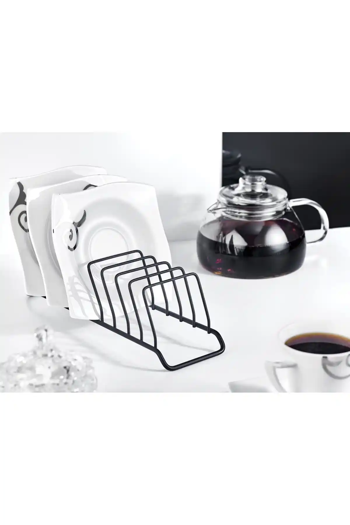 Okyanus Home Siyah 9 Bölmeli Metal Tabaklık Modern Mutfak Düzeni Çözümü