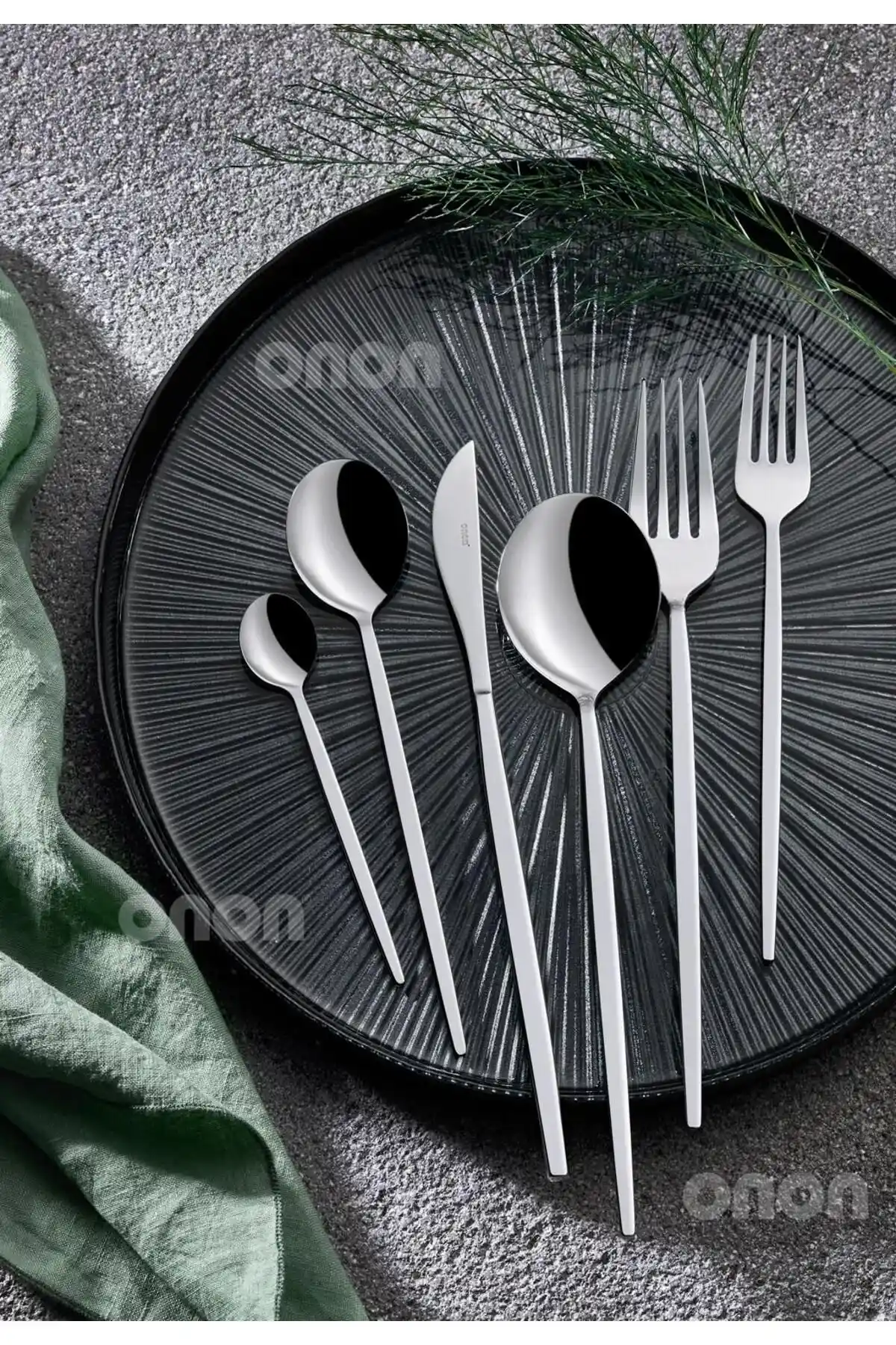 Onon Mokka 36 Parça Modern Görünümlü Paslanmaz Çelik Çatal Kaşık Bıçak Seti