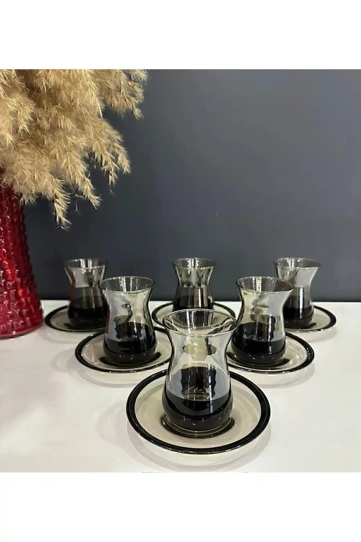 Paşabahçe Lüx Renk Çay Seti 12 Parça Modern ve Şık Cam Bardak Takımı