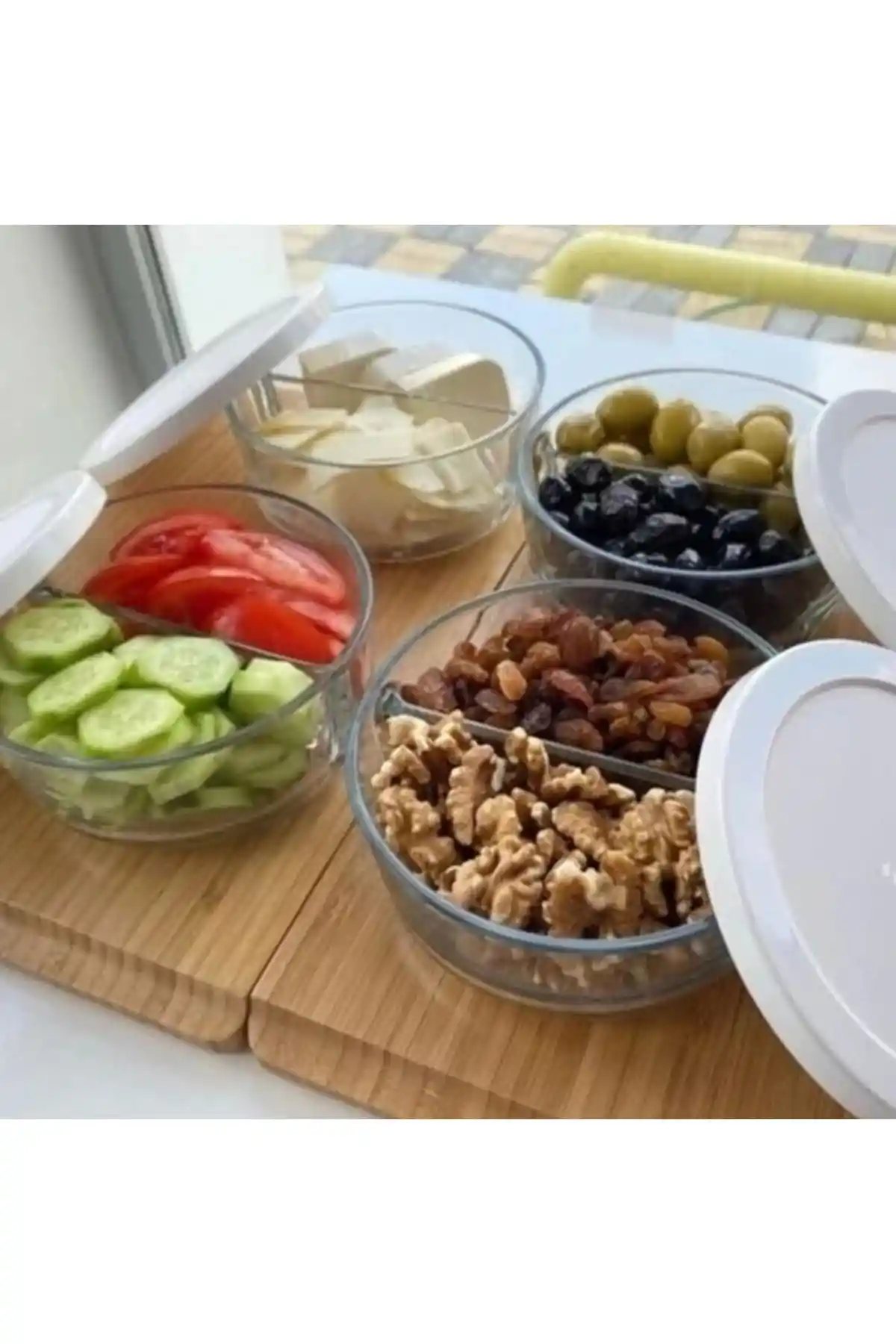 Paşabahçe Polar İki Bölmeli Cam Kahvaltılık Saklama Kabı Geniş ve Şık Tasarım