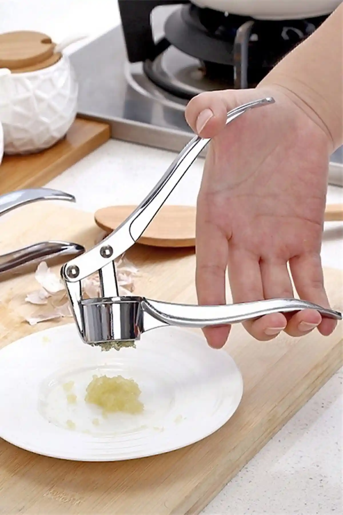 Paslanmaz Çelik Sarımsak Ezici - Dayanıklı ve Pratik Mutfak Gereci