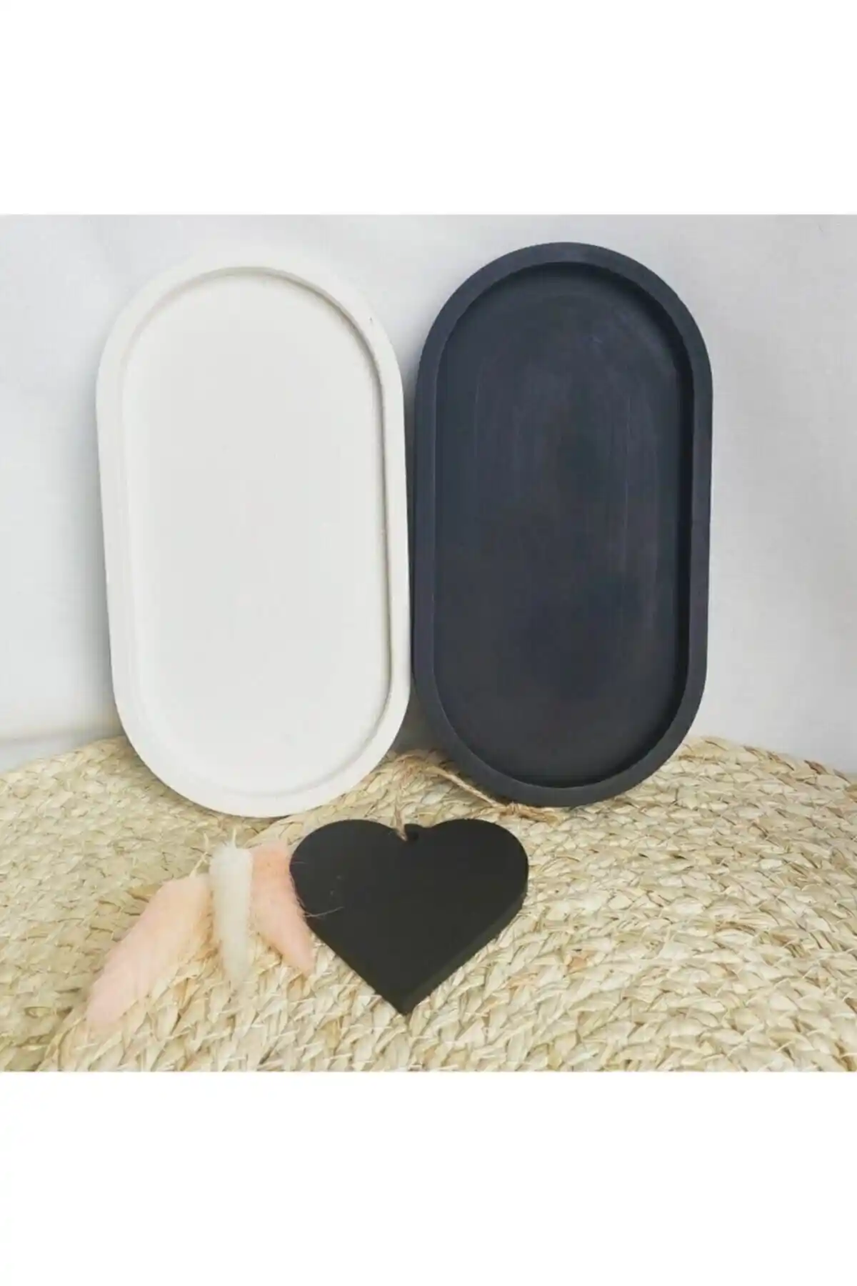 Perfingo Dekoratif Oval Beton Biblo Tabak Modern ve Dayanıklı Tasarım