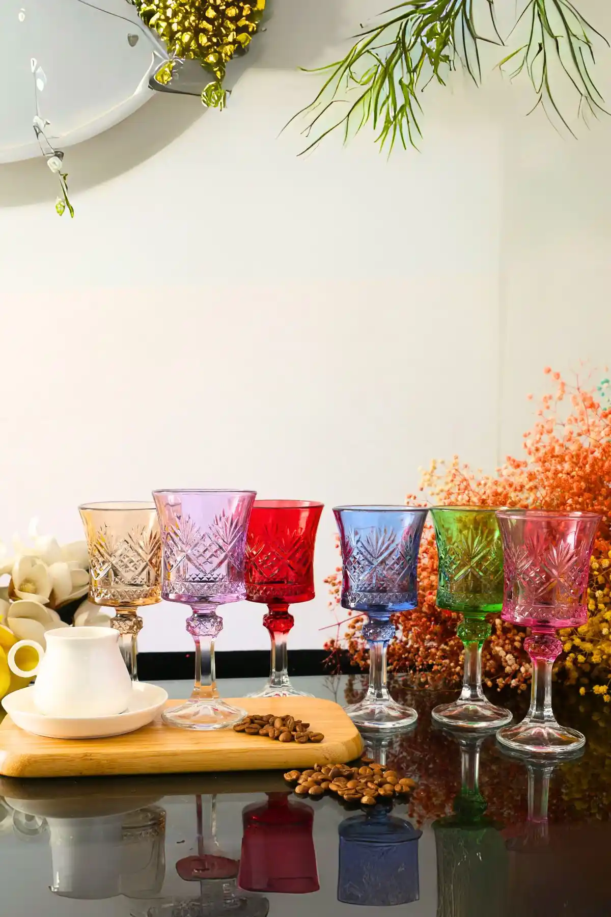 PLT Design 6'lı Renkli Su ve Kahve Yanı Bardak Seti Estetik ve Dayanıklı Tasarım