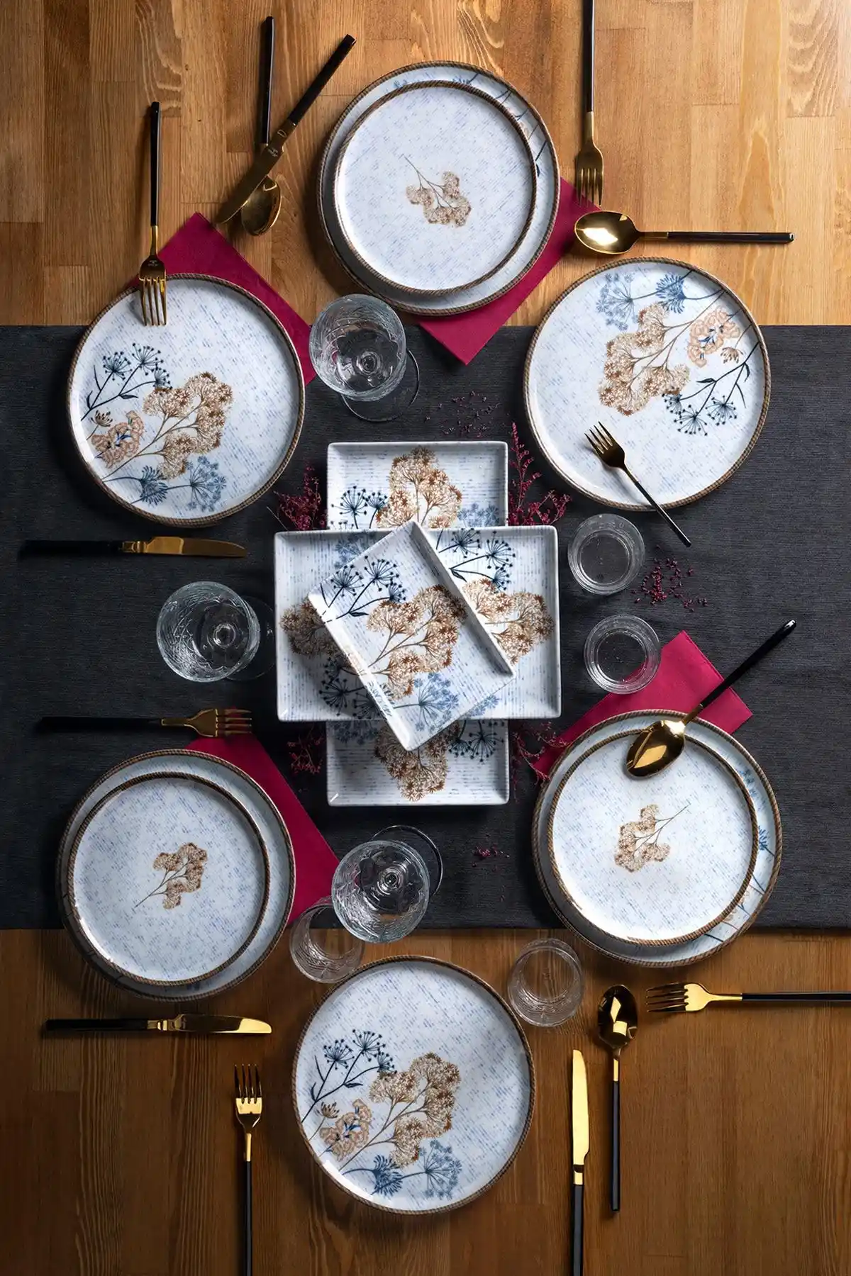 Porland Çisem 6 Kişilik 18 Parça Porselen Kahvaltı ve Ikram Seti Modern Tasarım