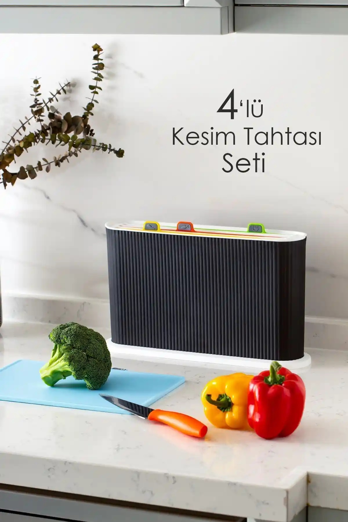 Porsima 1067 Standlı Çoklu Kesme Doğrama Tahtası Seti: Modern ve Fonksiyonel Mutfak Gereçleri