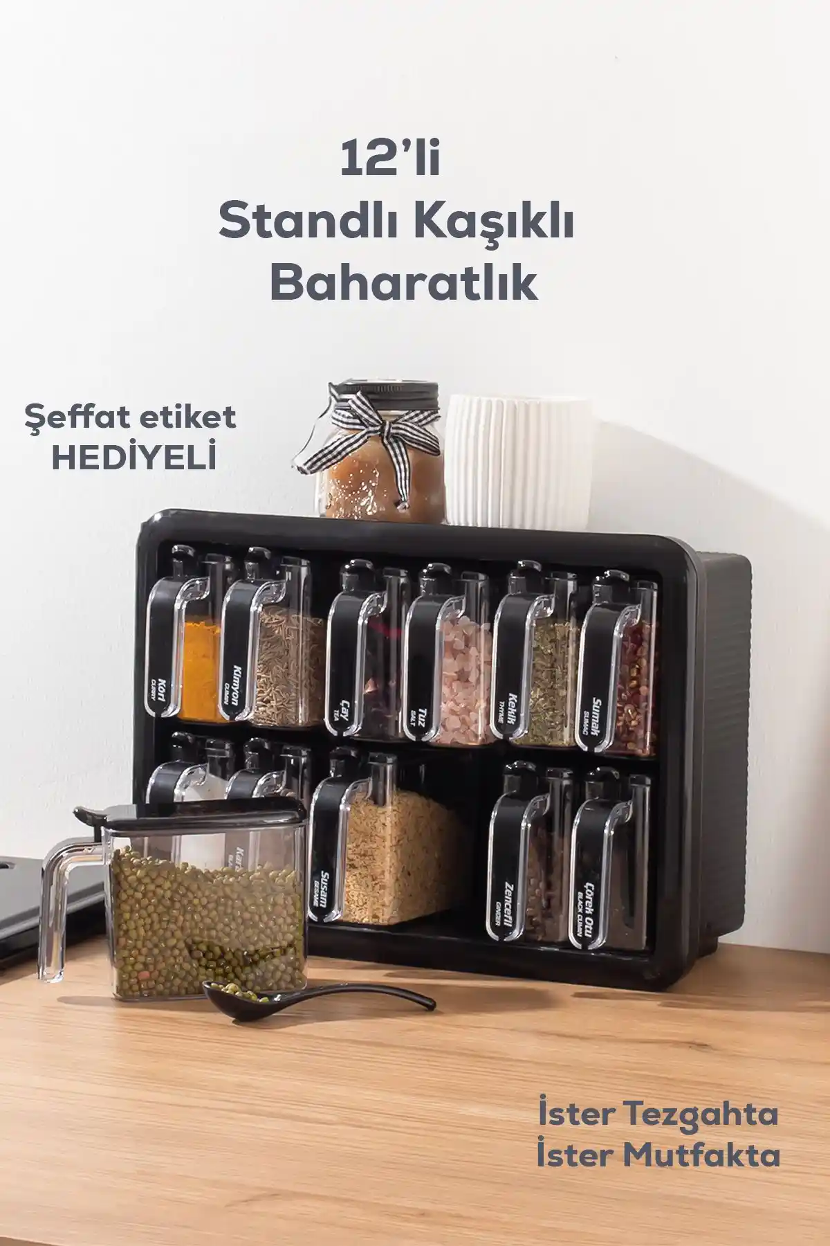 Porsima 12'li Kendinden Yapışkanlı Baharatlık Seti ile Mutfakta Düzen ve Tazelik