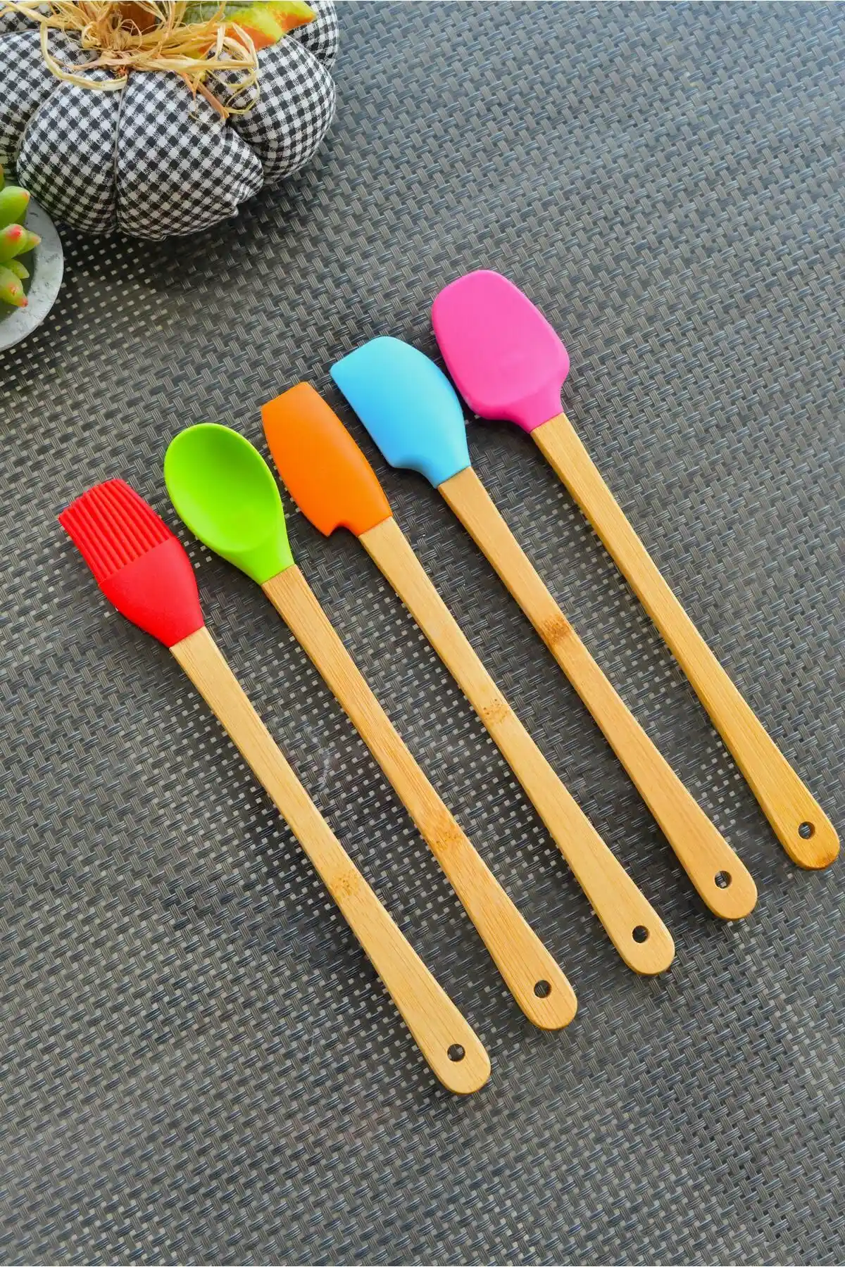 Şirin Eşyalarım Bella 5'li Mini Bambu Spatula Seti Renkli ve Dayanıklı Mutfak Gereçleri