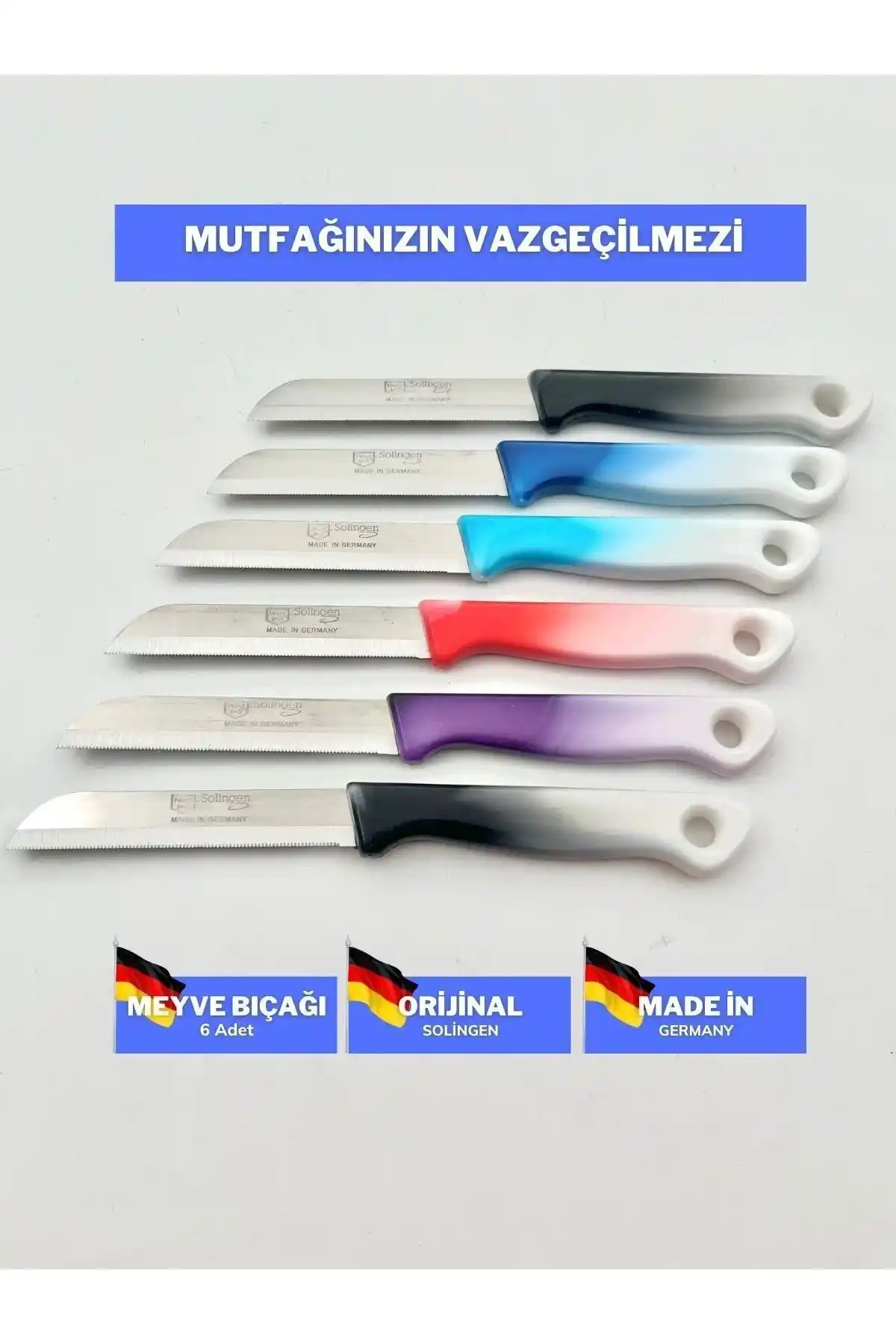 Solingen 6 Adet Karışık Tırtıklı Meyve ve Sebze Bıçağı Seti Yüksek Kalite ve Dayanıklılık