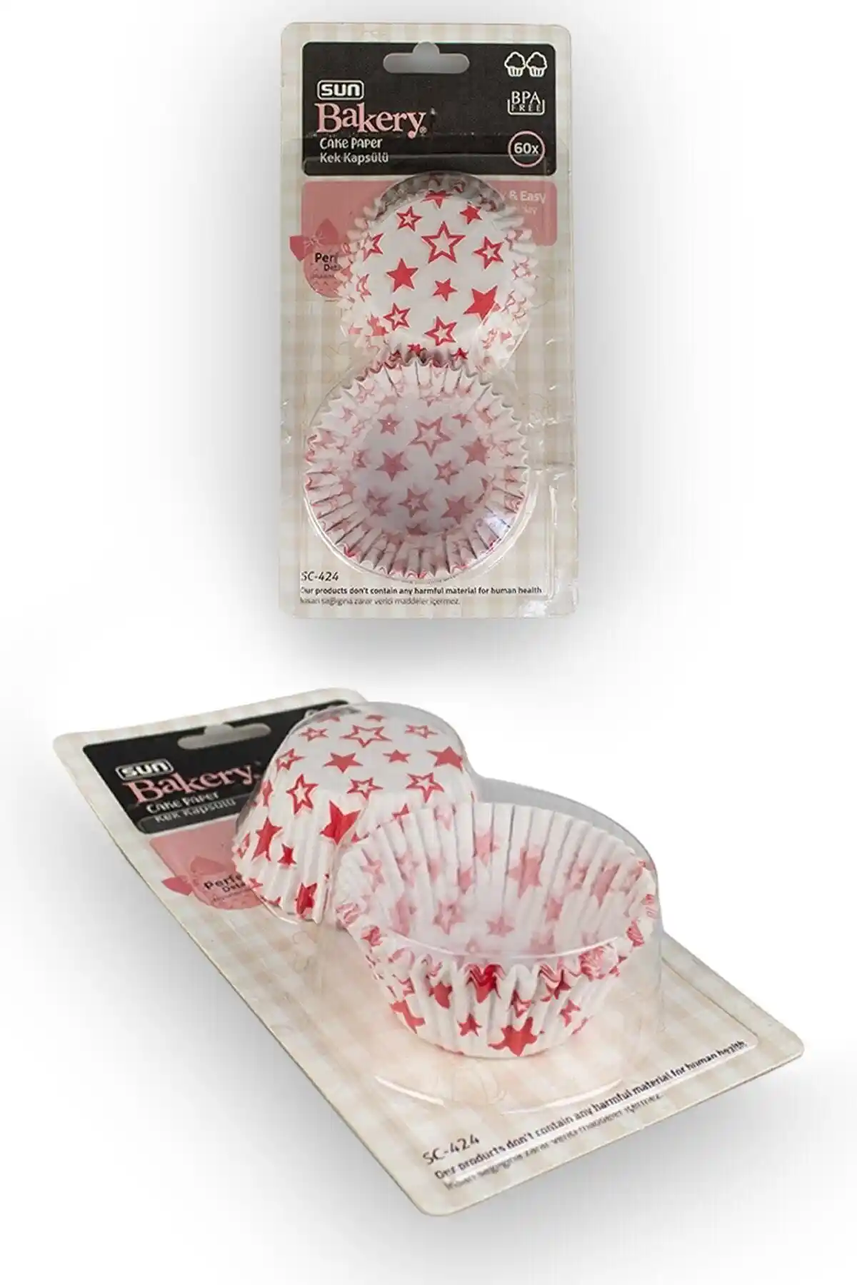 Sun Plastik 60'lı Muffin ve Cupcake Desenli Kağıt Kek Kalıbı Estetik ve Kullanışlı Tasarım