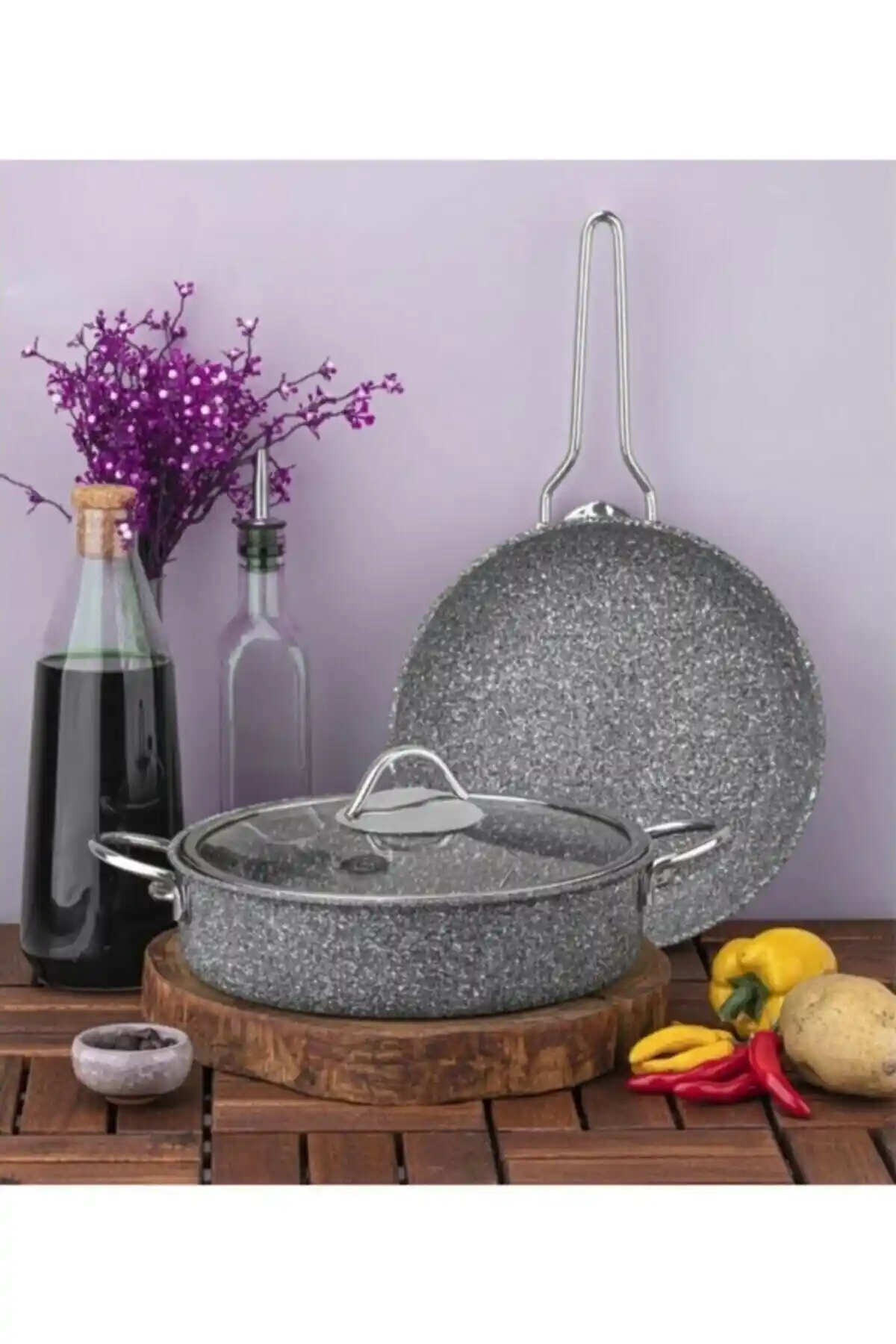 Taç Ultra Classic 3 Parça Granit Tencere ve Tava Seti: Dayanıklı ve Estetik Mutfak Gereçleri