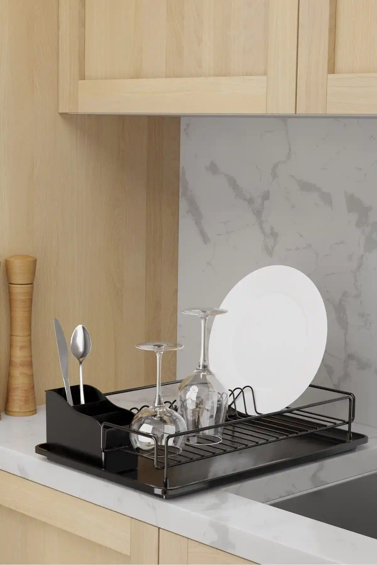 Teknotel Tek Katlı Metal Tabaklık Bulaşıklık Modern ve Dayanıklı Mutfak Aksesuarı