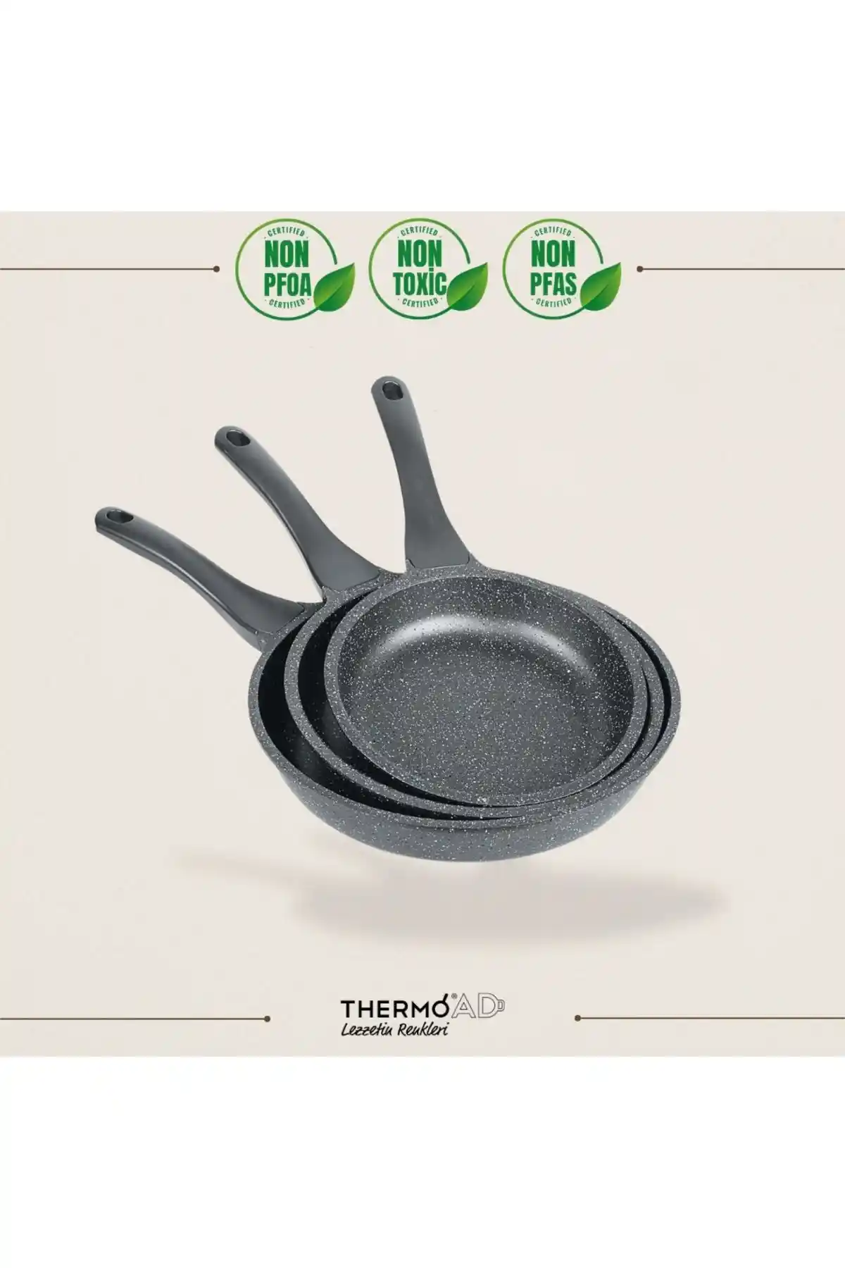 ThermoAD 3 Parça Gri Tava Seti: Dayanıklı ve Estetik Mutfak Arkadaşı