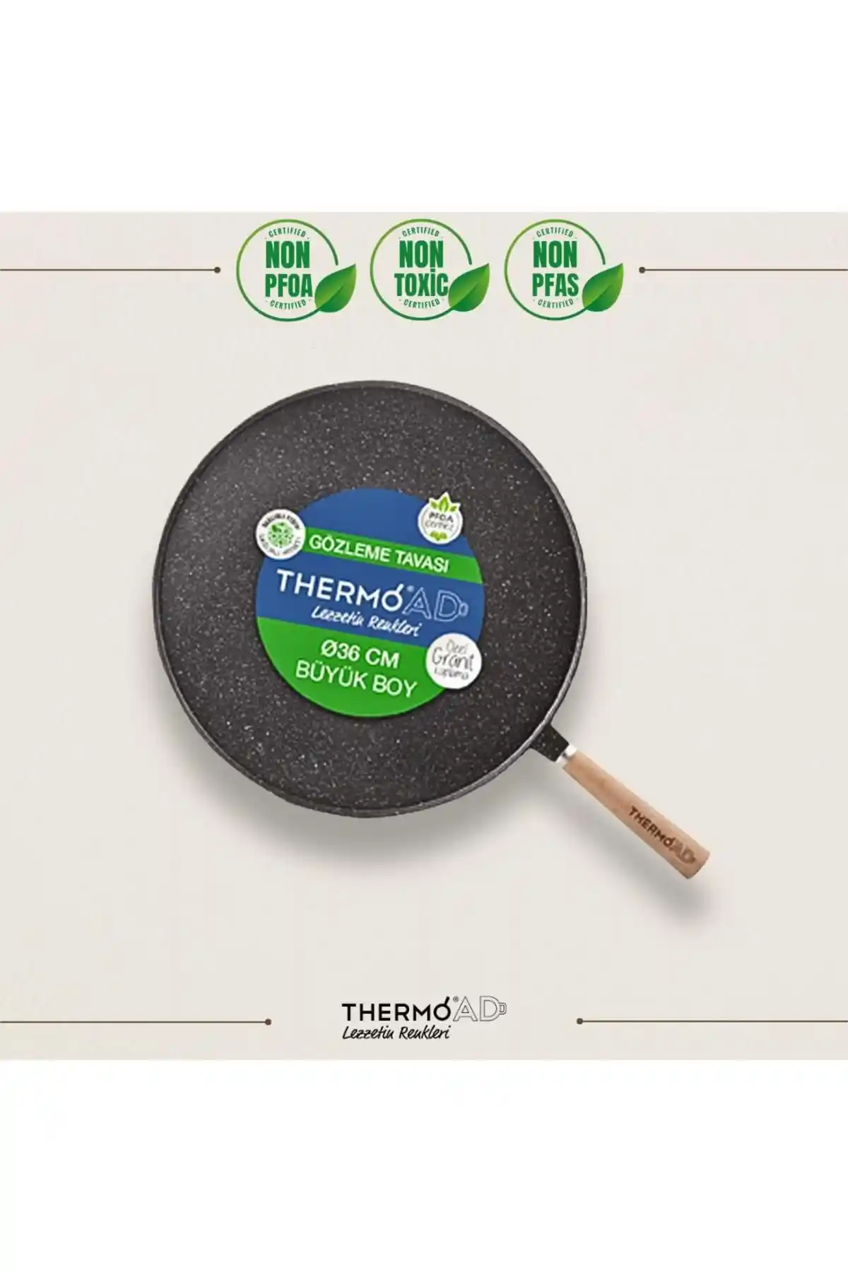 ThermoAD Alüminyum Granit Döküm 36 Cm Gözleme Tavası - Sağlıklı ve Dayanıklı Pişirme Aracı