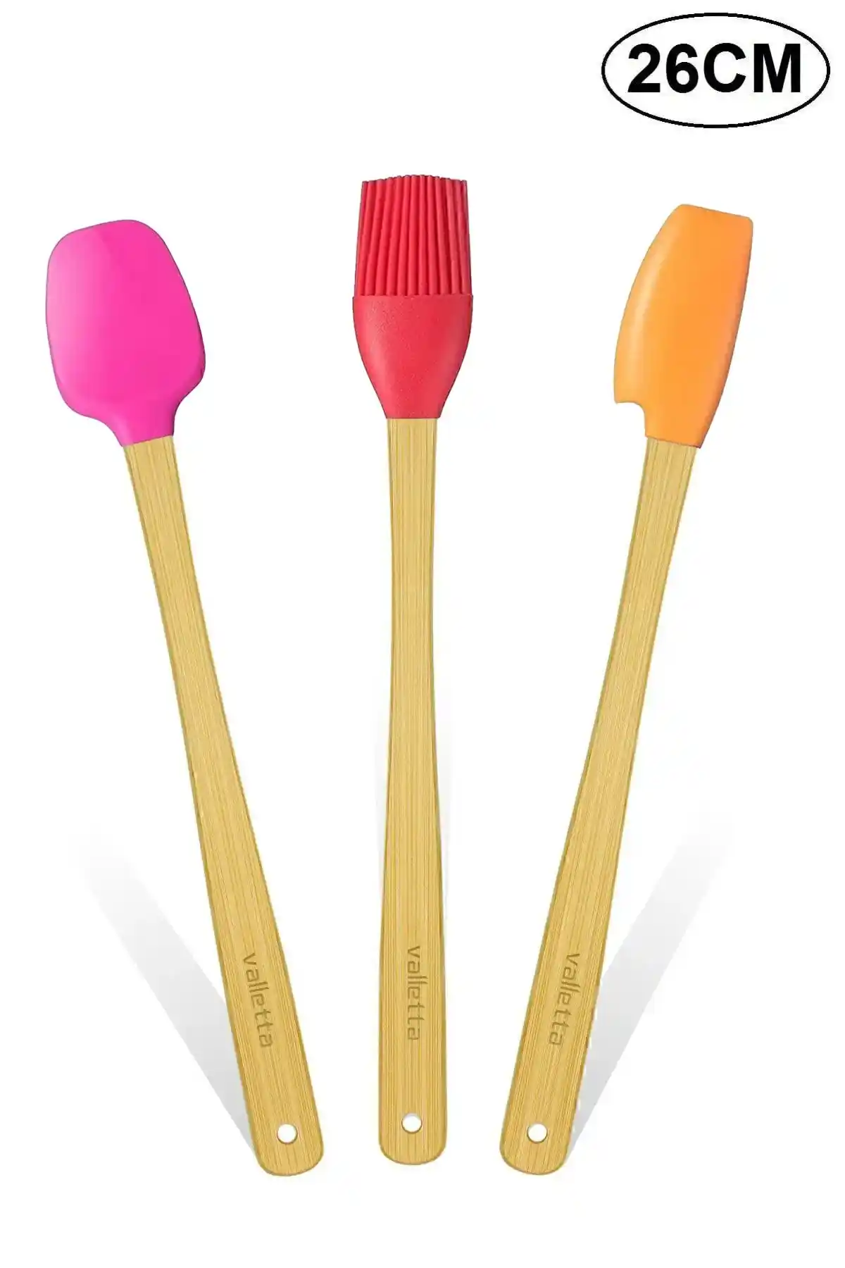 Valletta Indigo Renkli Bambu Saplı Silikon Uçlu Spatula Seti Pratik ve Şık Mutfak Gereçleri