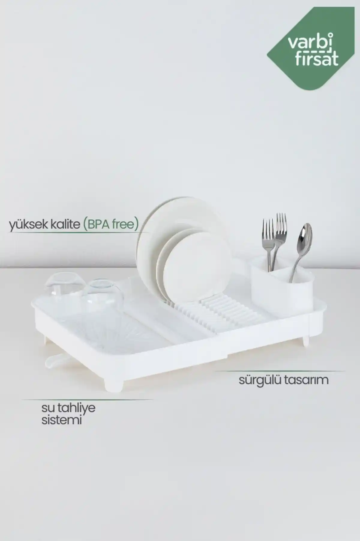 Varbifırsat Açılır Kapanır Sürgülü Tabaklık Modern ve Fonksiyonel Mutfak Gereci