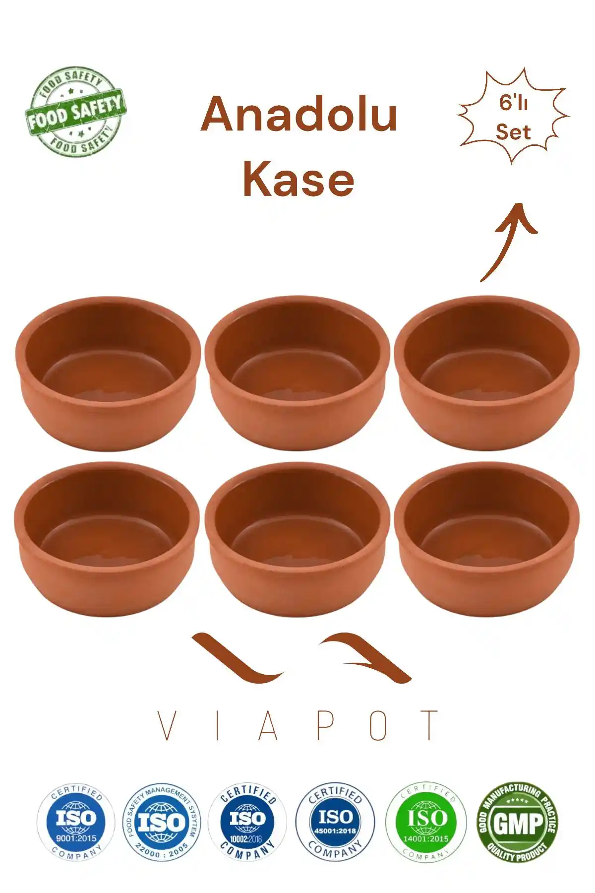 Viapot Anadolu Motifli Sırlı Seramik Kaseler Seti Geleneksel Sunum İçin Uygun