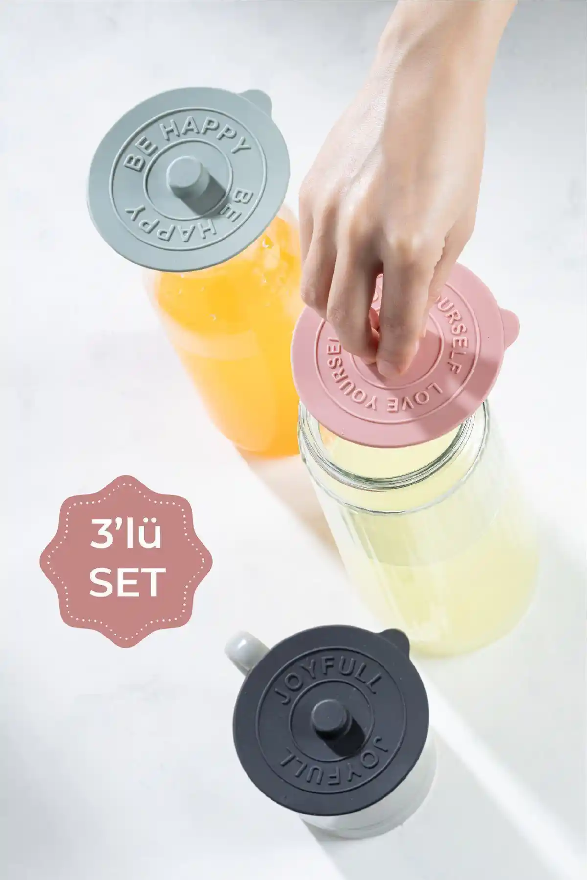 Vienev Üçlü Silikon Isı Koruyucu Bardak Kapağı Dayanıklı ve Çok Renkli Tasarım