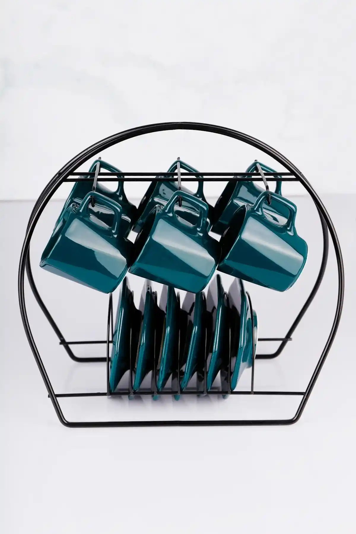 Vipgross Siyah Oval Kupa ve Fincan Askılığı Standı Modern Mutfak Şıklığı İçin Uygun