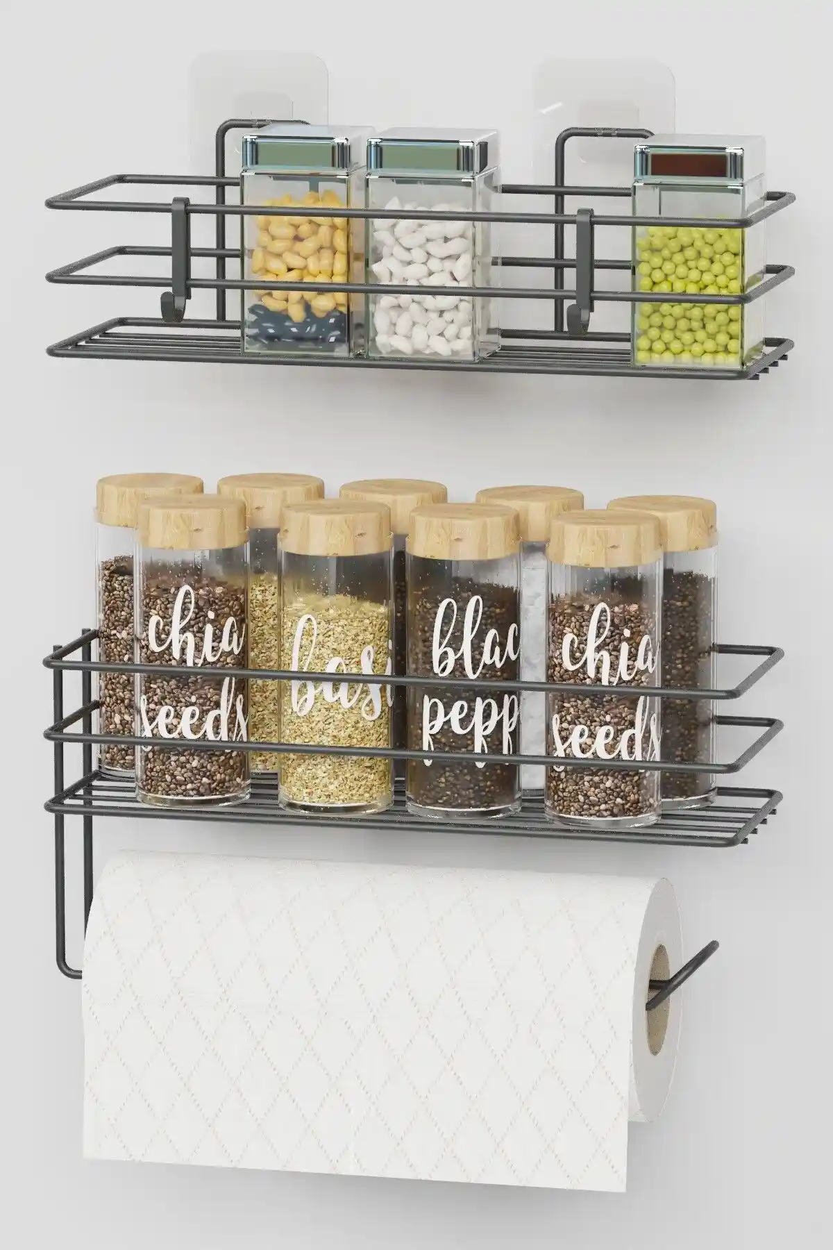 Zabata Yapışkanlı Baharatlık ve Raf Seti ile Mutfak ve Banyo Düzeninizi Geliştirin